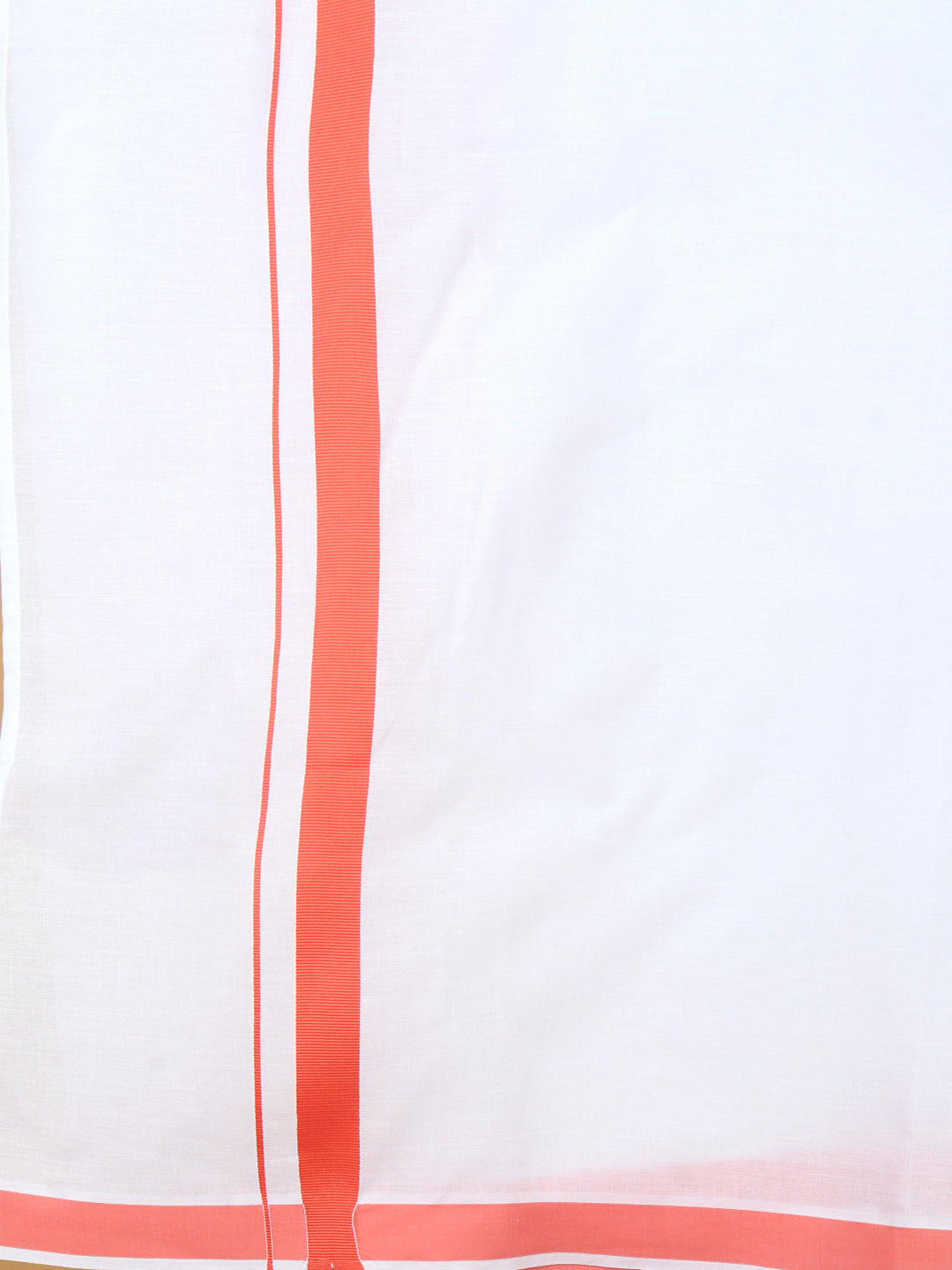 Men Cotton Blend Readymade Single Layer White Dhoti with Big Border GACS18