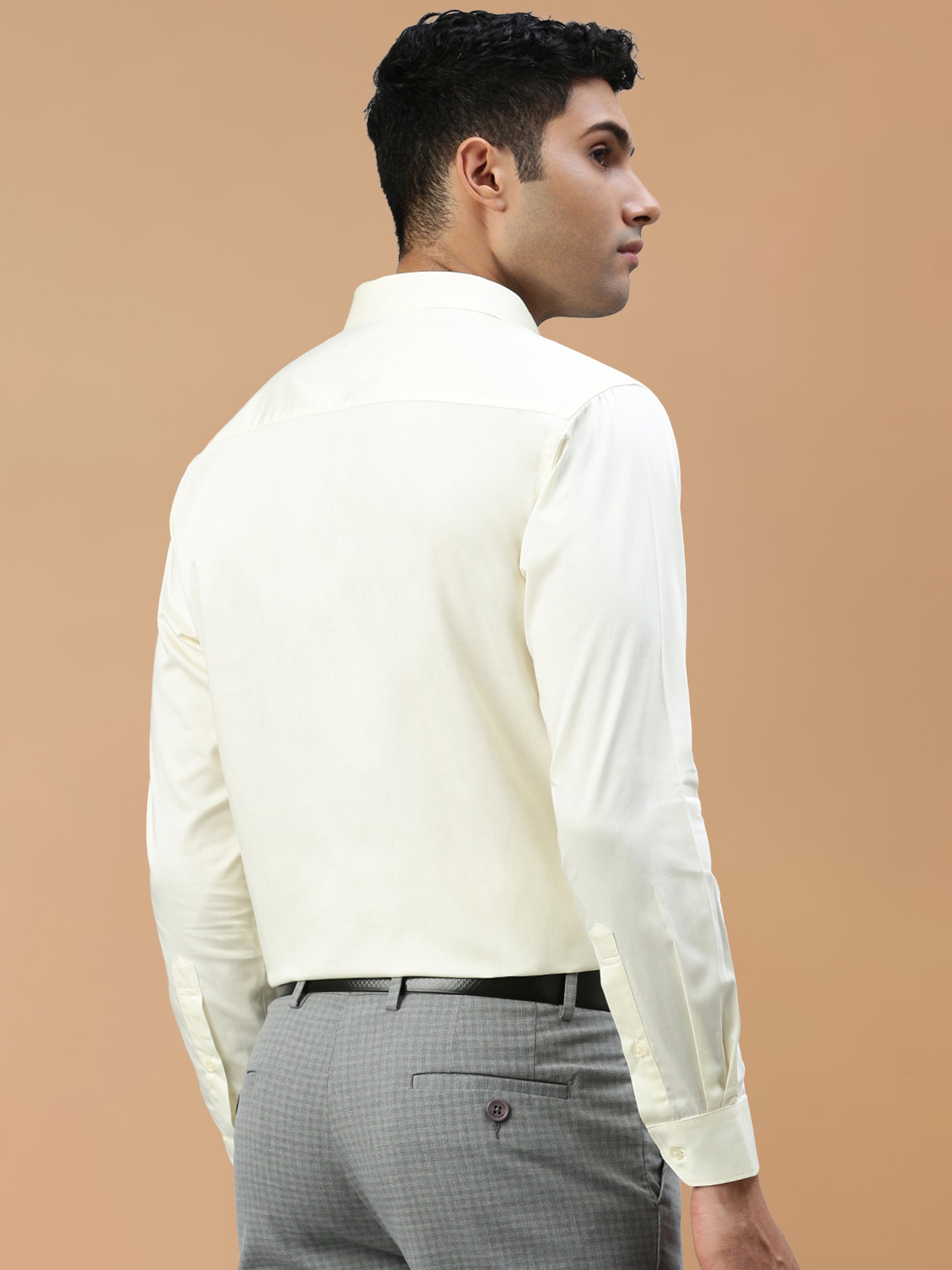 100% Cotton Cream regular Fit Shirt Royal Gold
