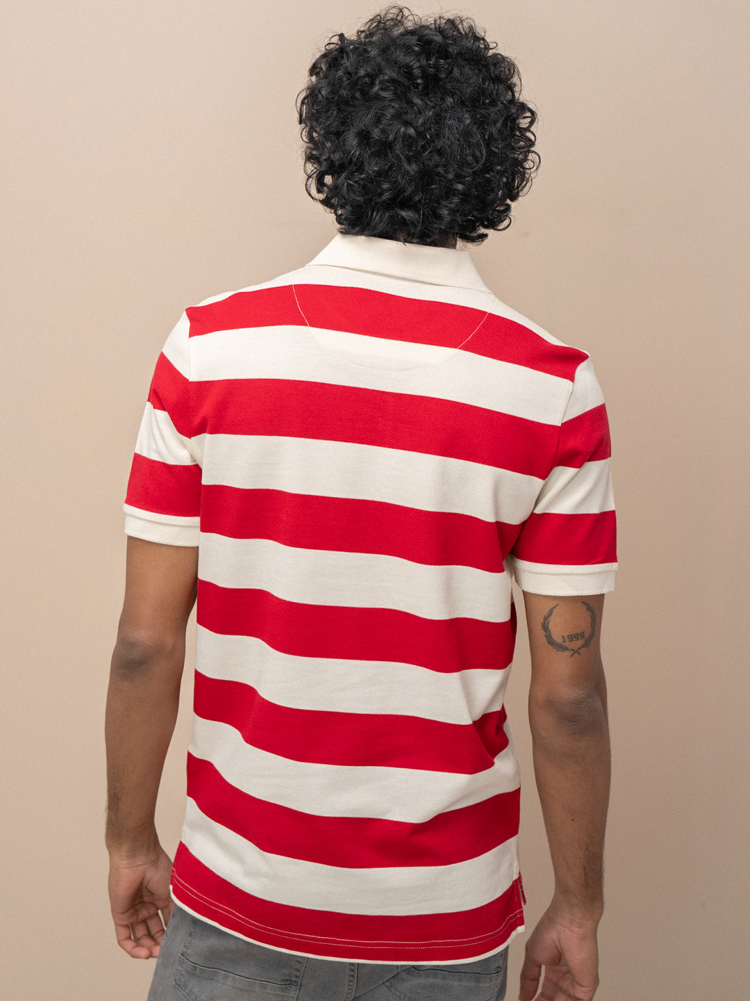 Men Smart Fit Engineered Polo T-Shirt Red with Sandal EN21