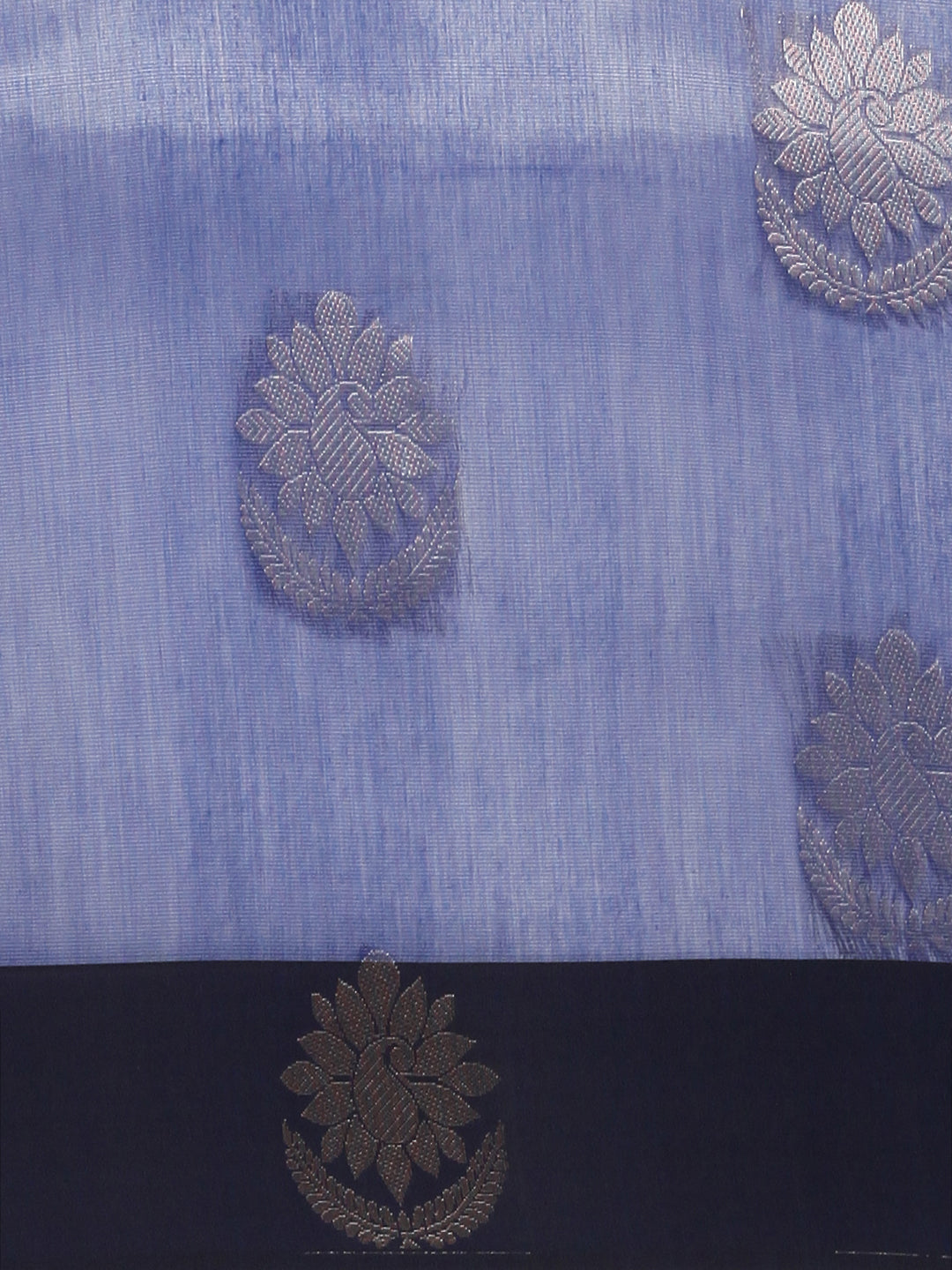 Women Dark Blue Kora Cotton Saree SK104