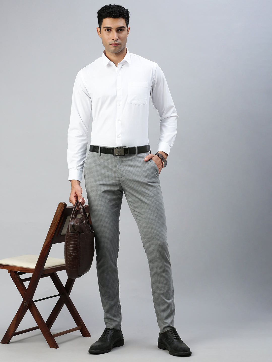 Men Cotton Rich White Shirt Mist