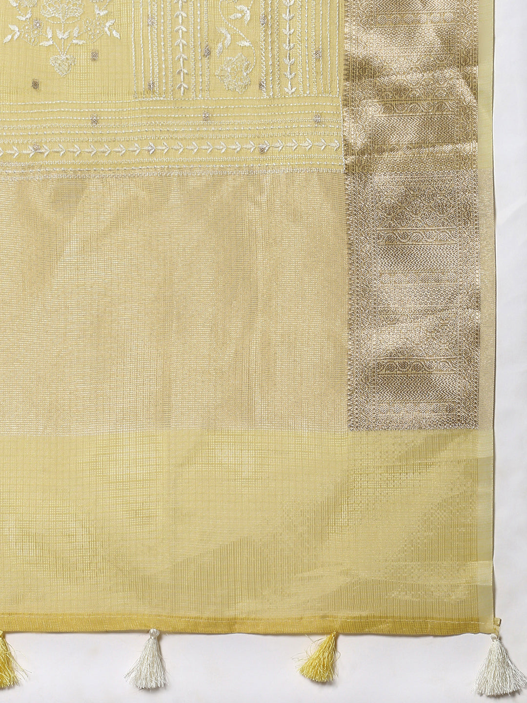 Womens Semi Silk Saree Yellow SSC27