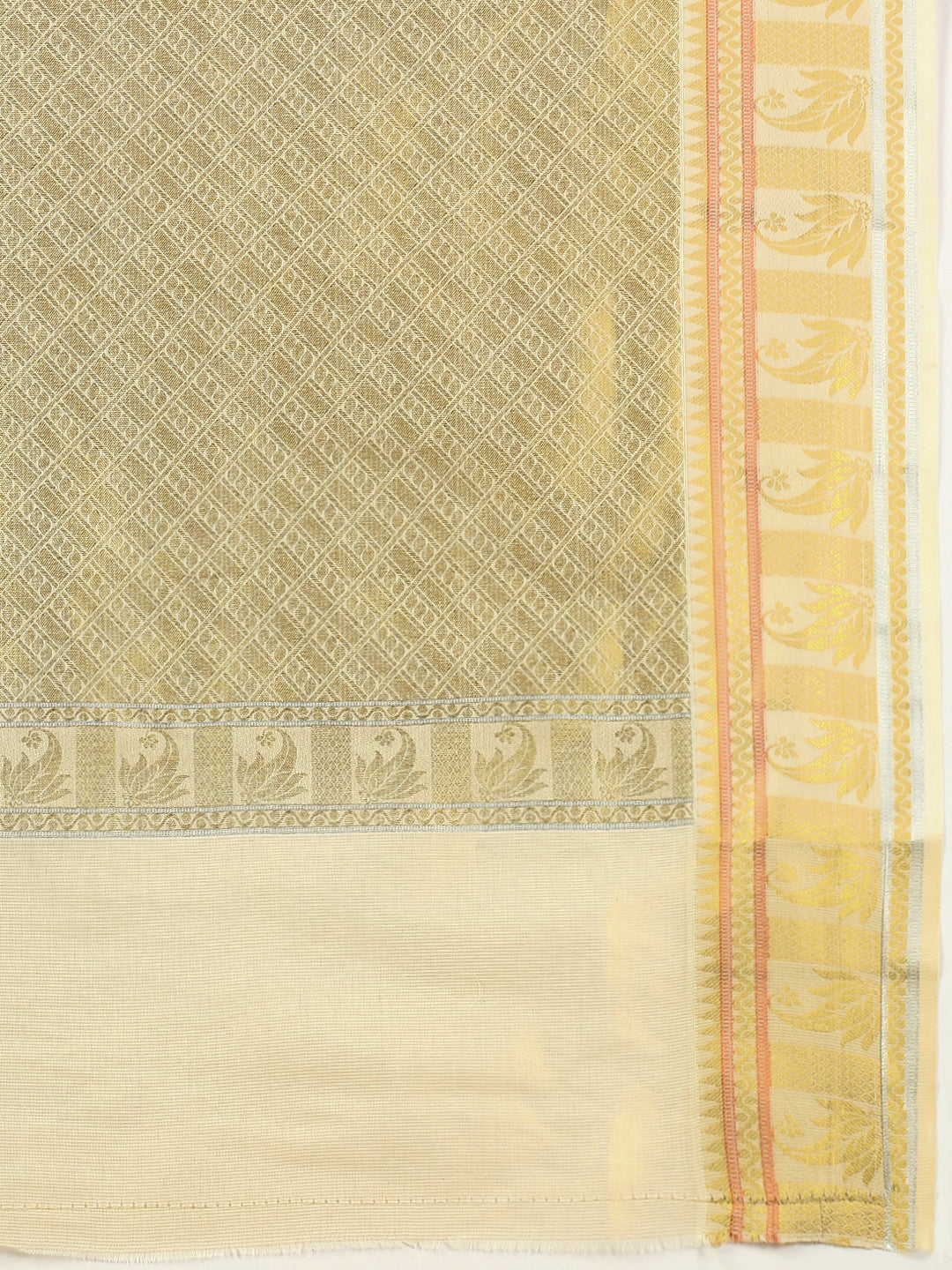 Kerala Cream Saree with Gold Jari Border KS134