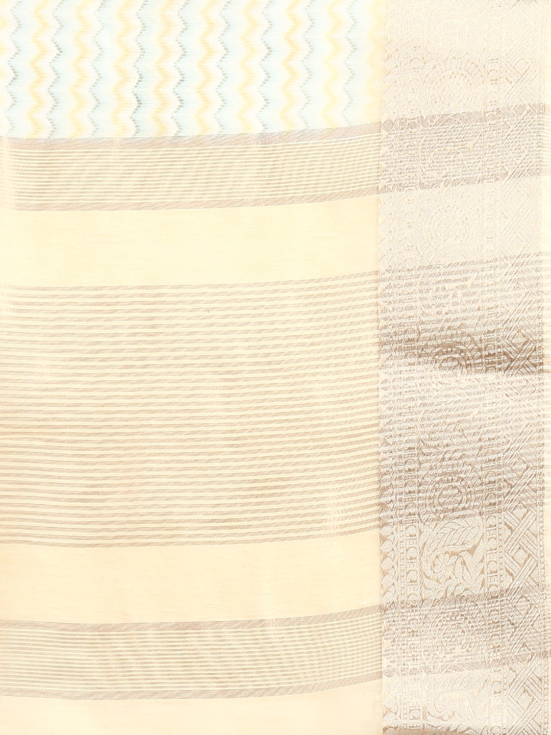 Digital Printed Sandal & Yellow Colour Semi Linen Saree SL85-Close view