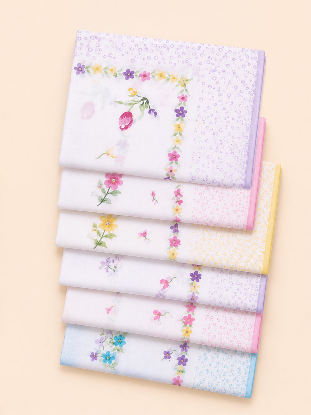 Women’s Assorted Color & Printed Cotton Handkerchief(Pack of 6)