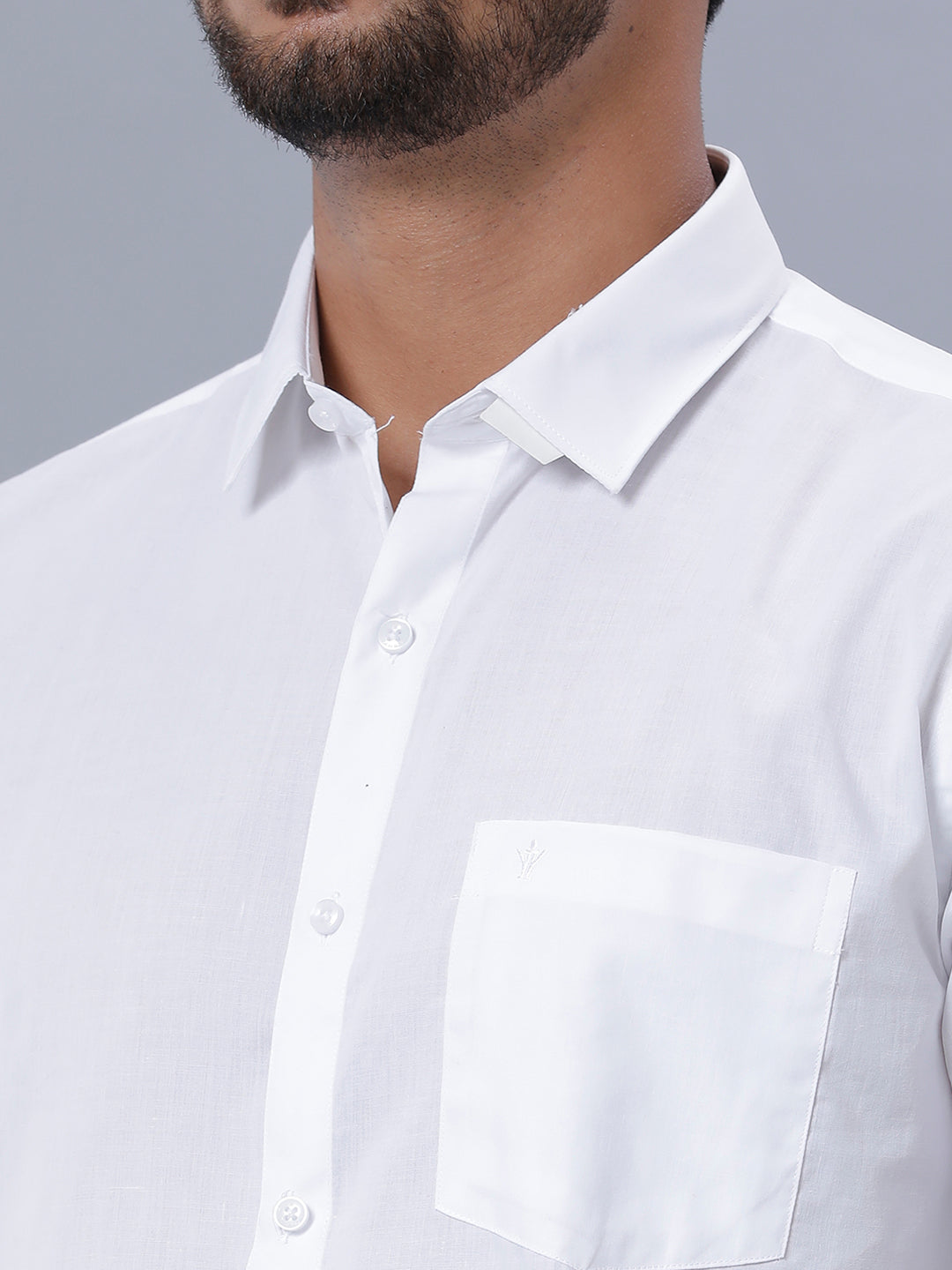 Mens Premium Pure Cotton White Shirt Half Sleeves Ultimate R7-Zoom view
