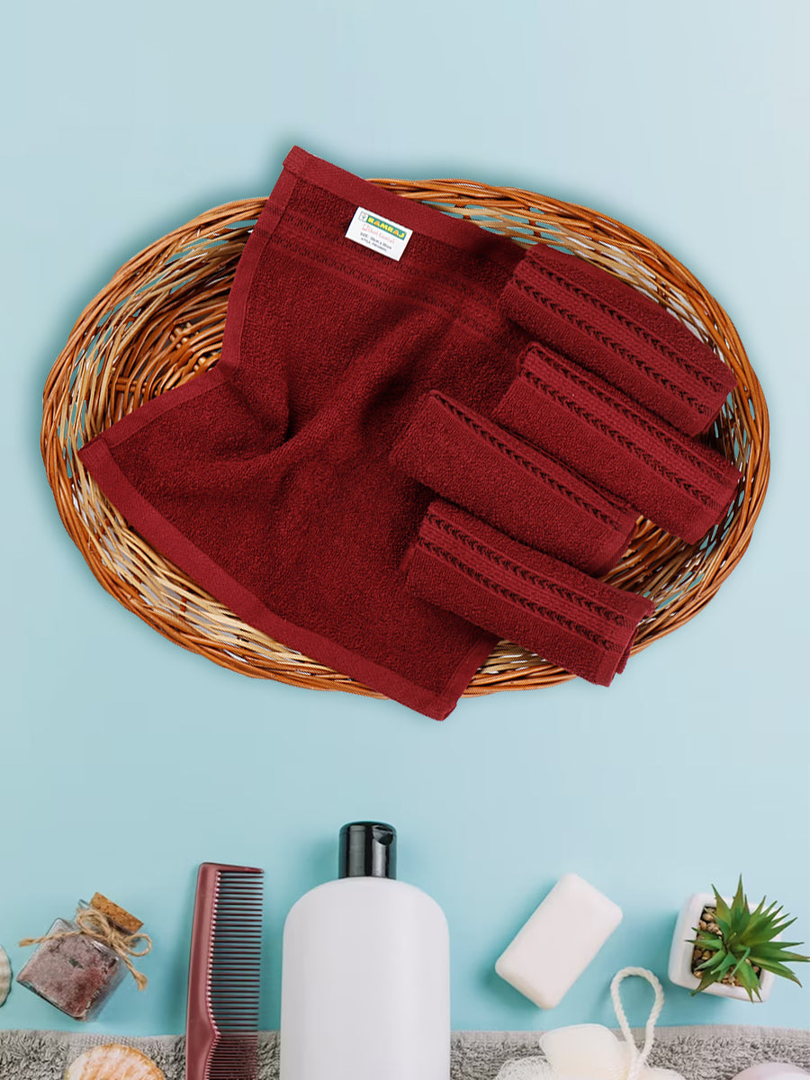 Premium Soft & Absorbent Maroon Terry Face Towel FC2 ( Pack of 5 )