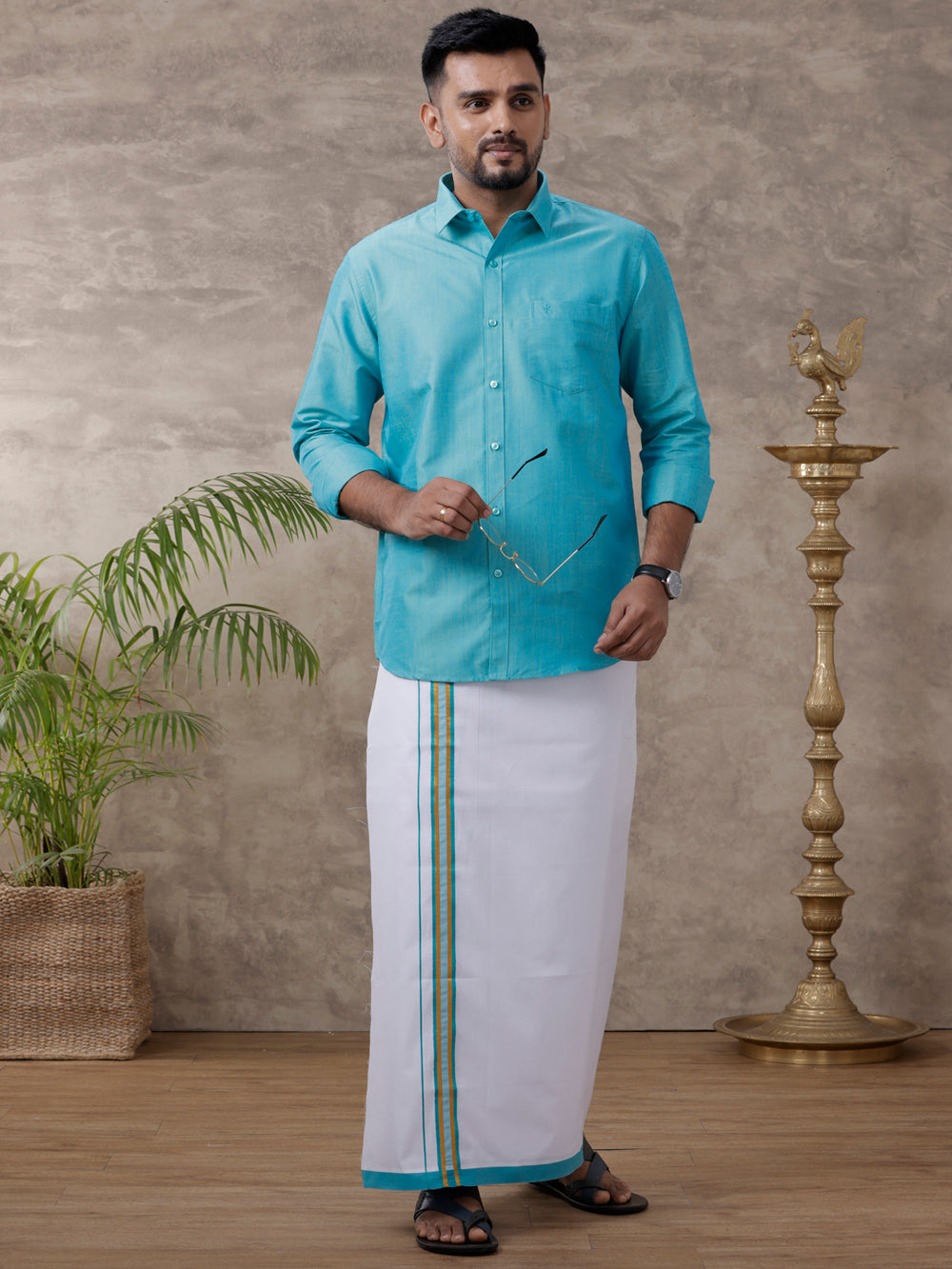 BAHA COTTON SHIRT SET - BLUE main image 0