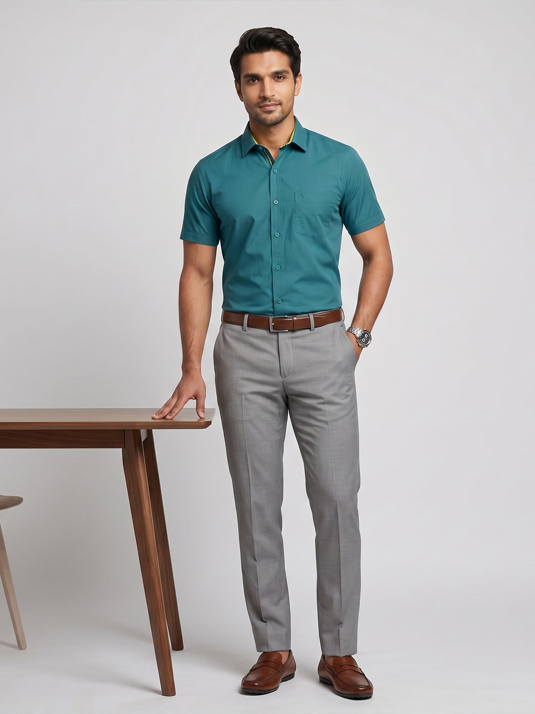 Pack of 2 | 100% Cotton Smart Fit Shirts - Blue & Maroon