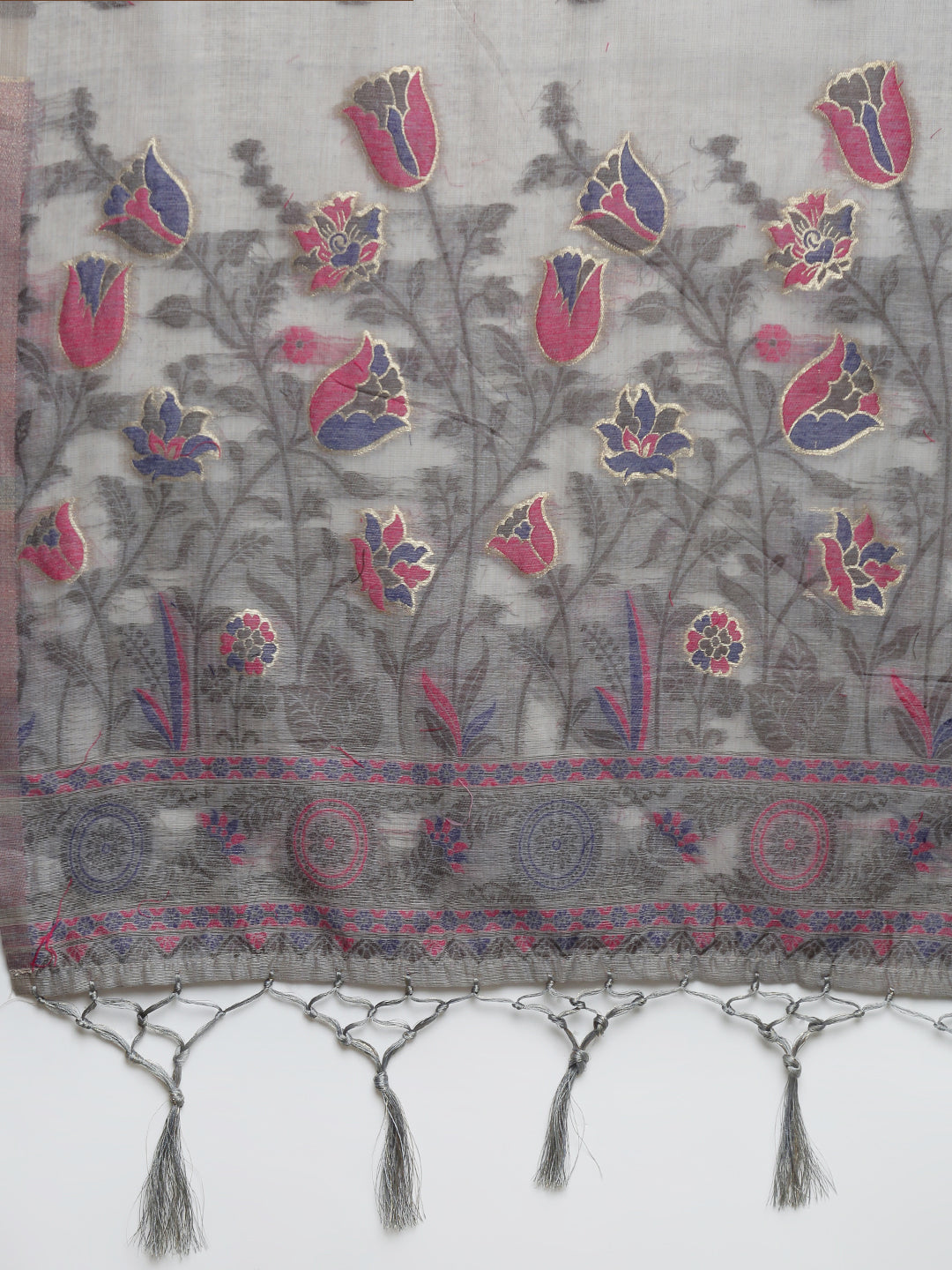 Women Grey Cotton Weaving Saree PCS251