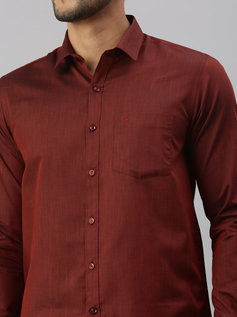 Mens Brown Matching Border Dhoti & Full Sleeves Shirt Set Evolution IC7