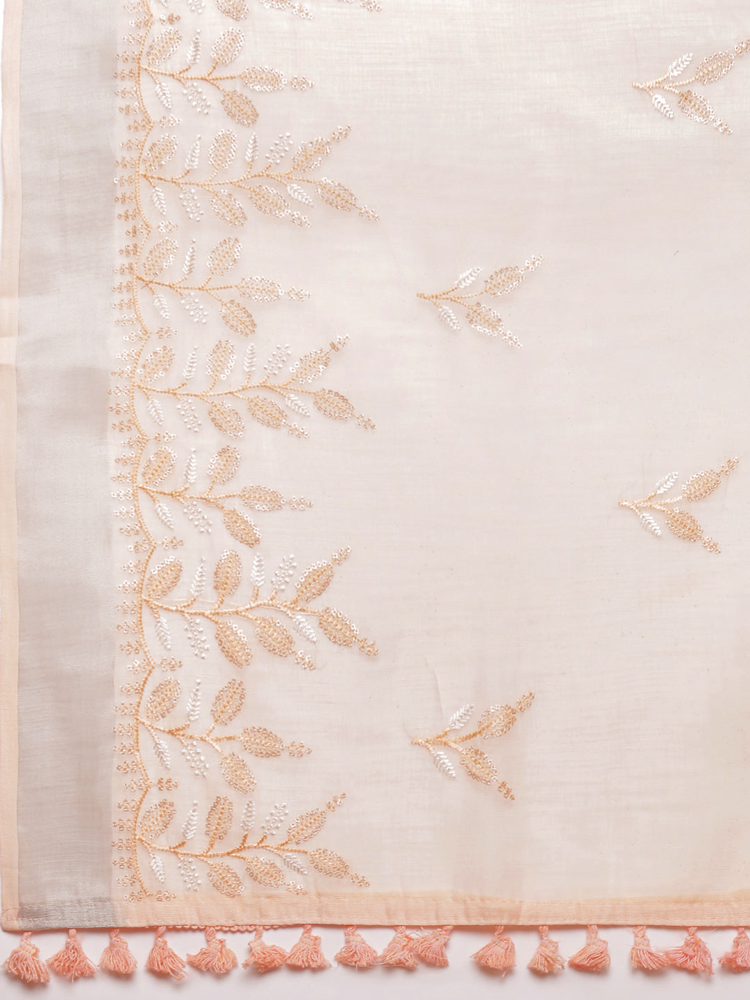 Women Light Orange Semi Linen Embroidered Saree SL243