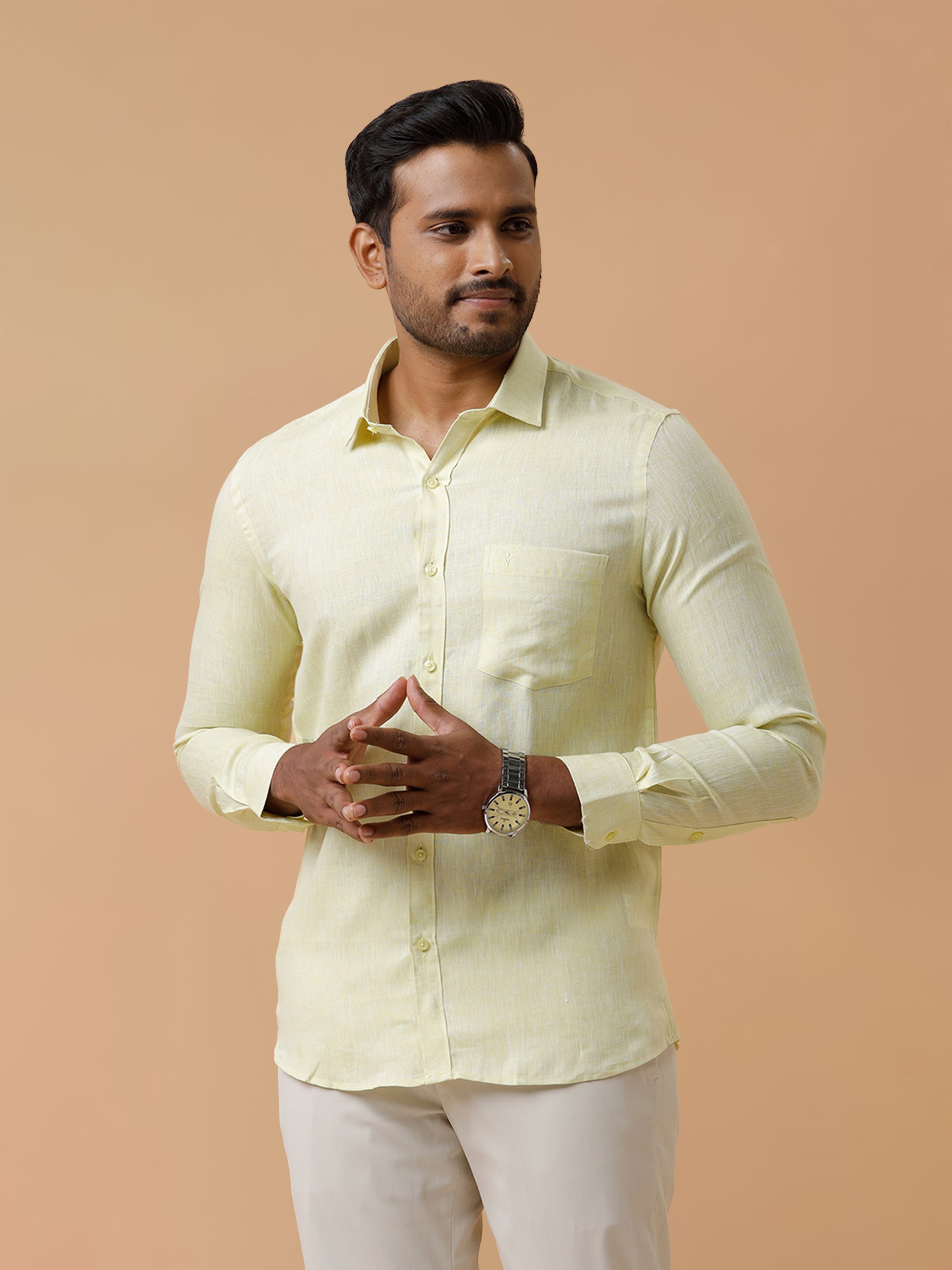 Pure Linen Tidel Green Smart Fit Shirt L86