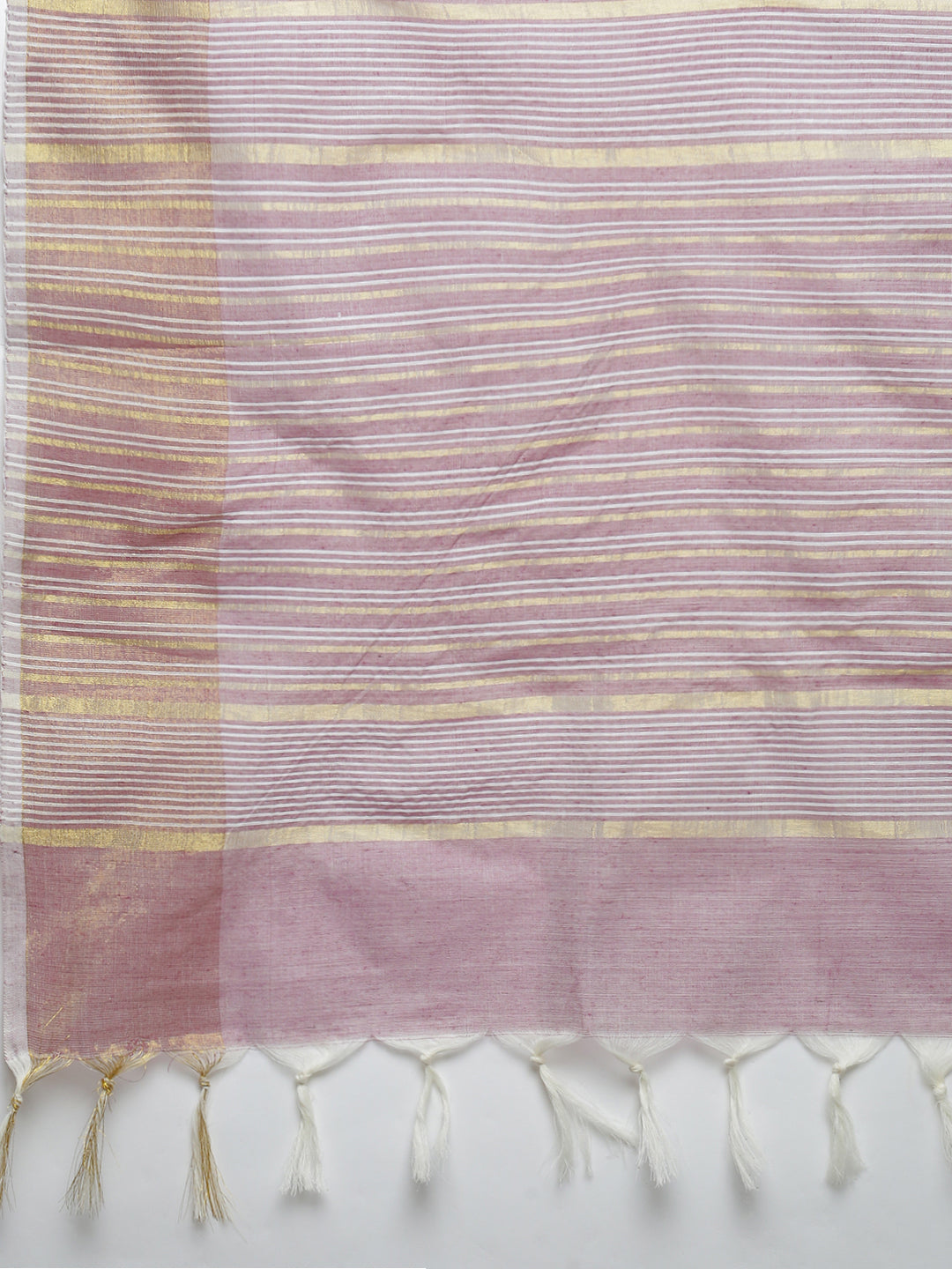 Women Purple Striped Cotton Jute Saree CJ10