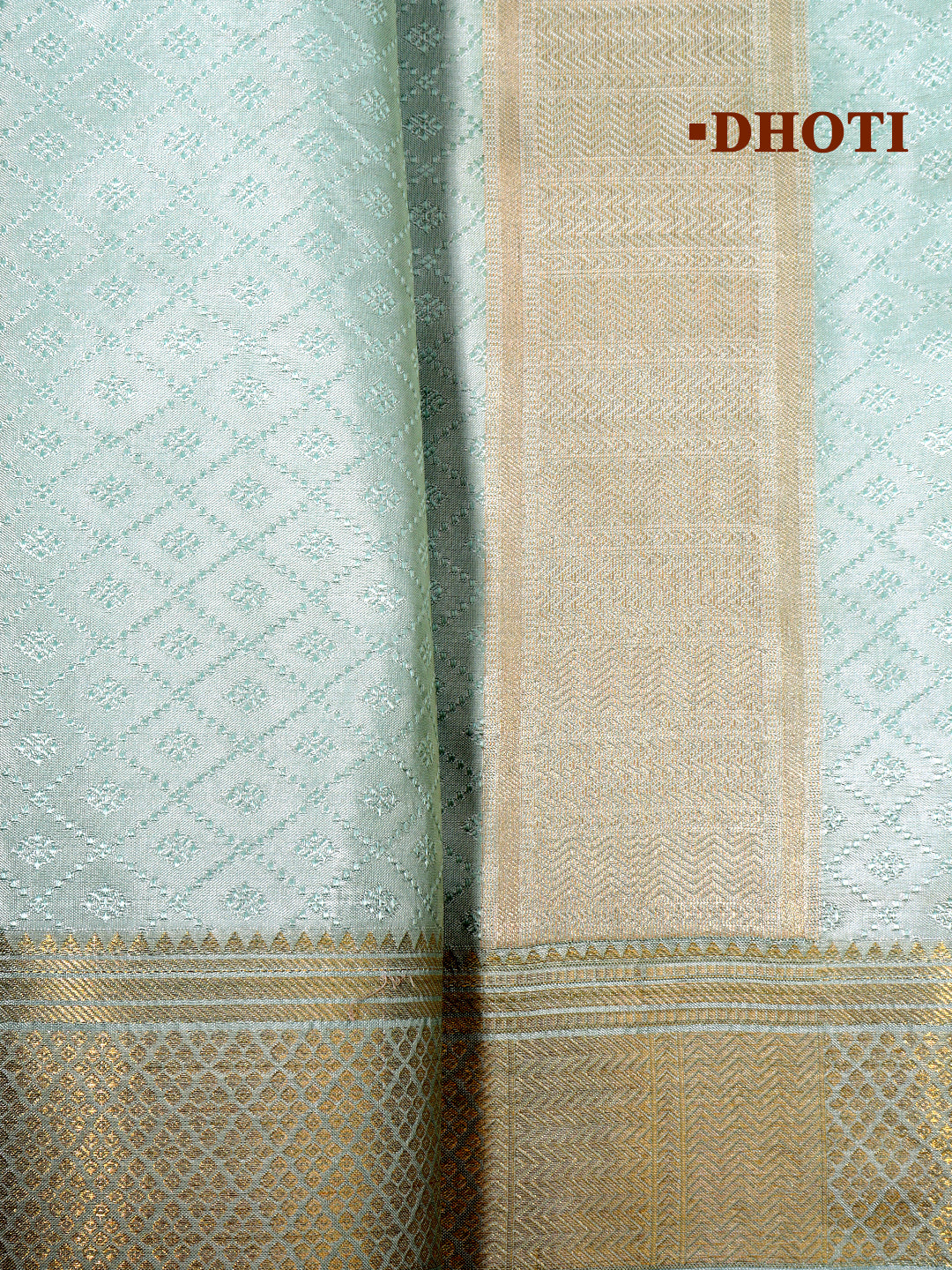 Men Art Silk Wedding Shirting Dhoti & Towel Set Pista Green Touch Tone TT24