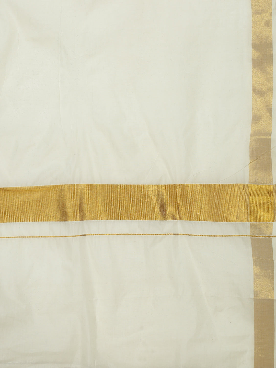 Women Traditional Kerala Cream Plain Saree with Gold Border KS222