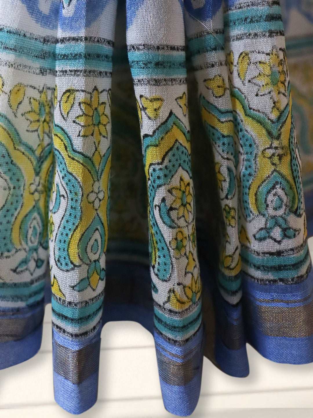 Women Blue Pure Chanderi Cotton Printed Saree SC76