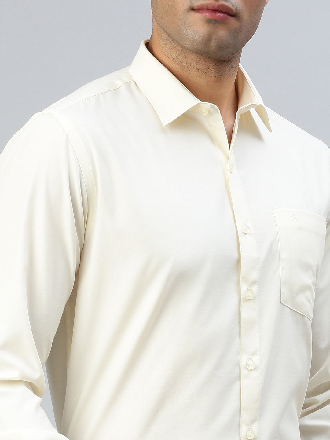 Men Cotton Cream Shirt - Kalyan Cotton