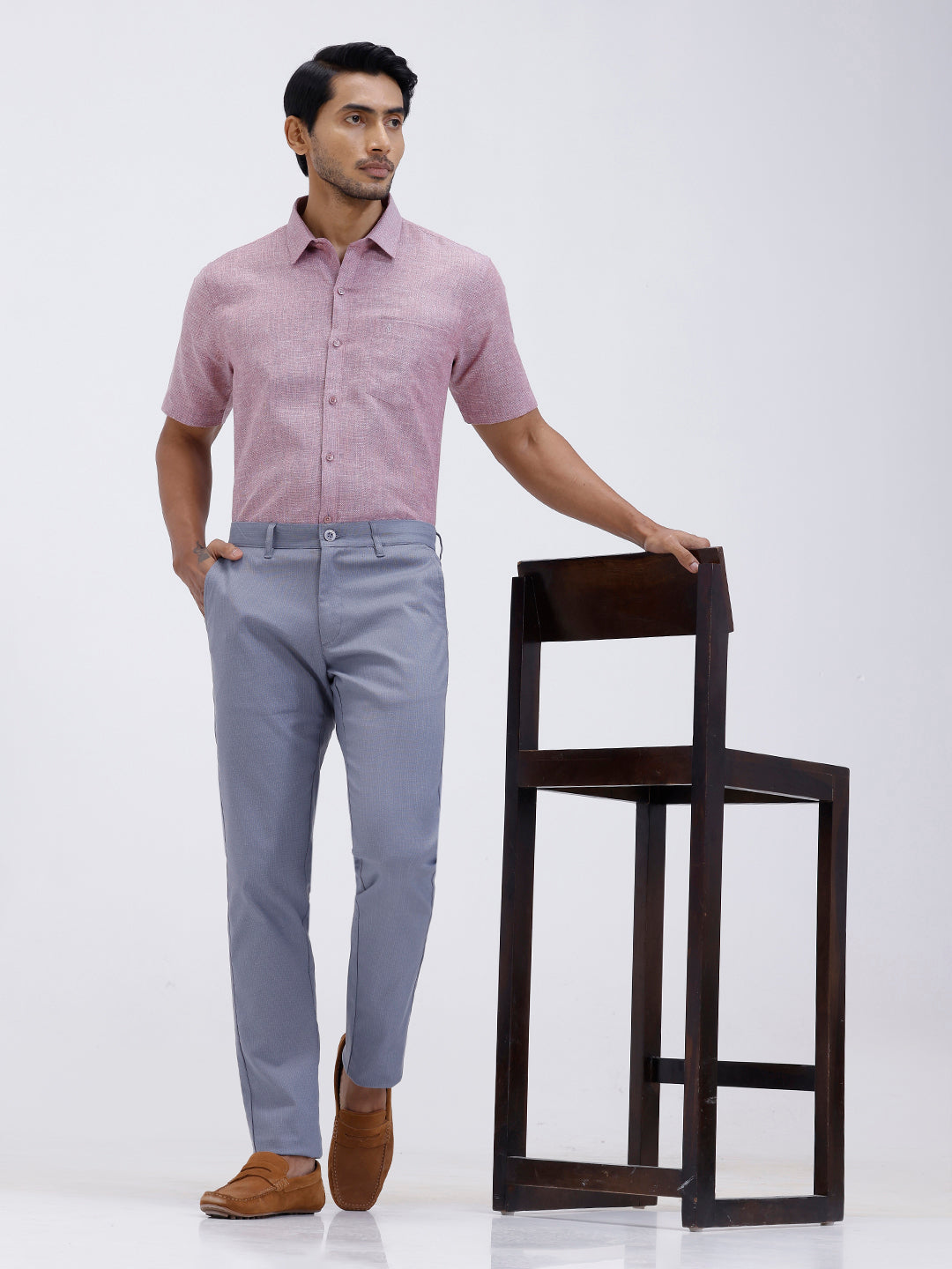 Men Cotton Rich Shirt Purple Green Trendy 12 YL6