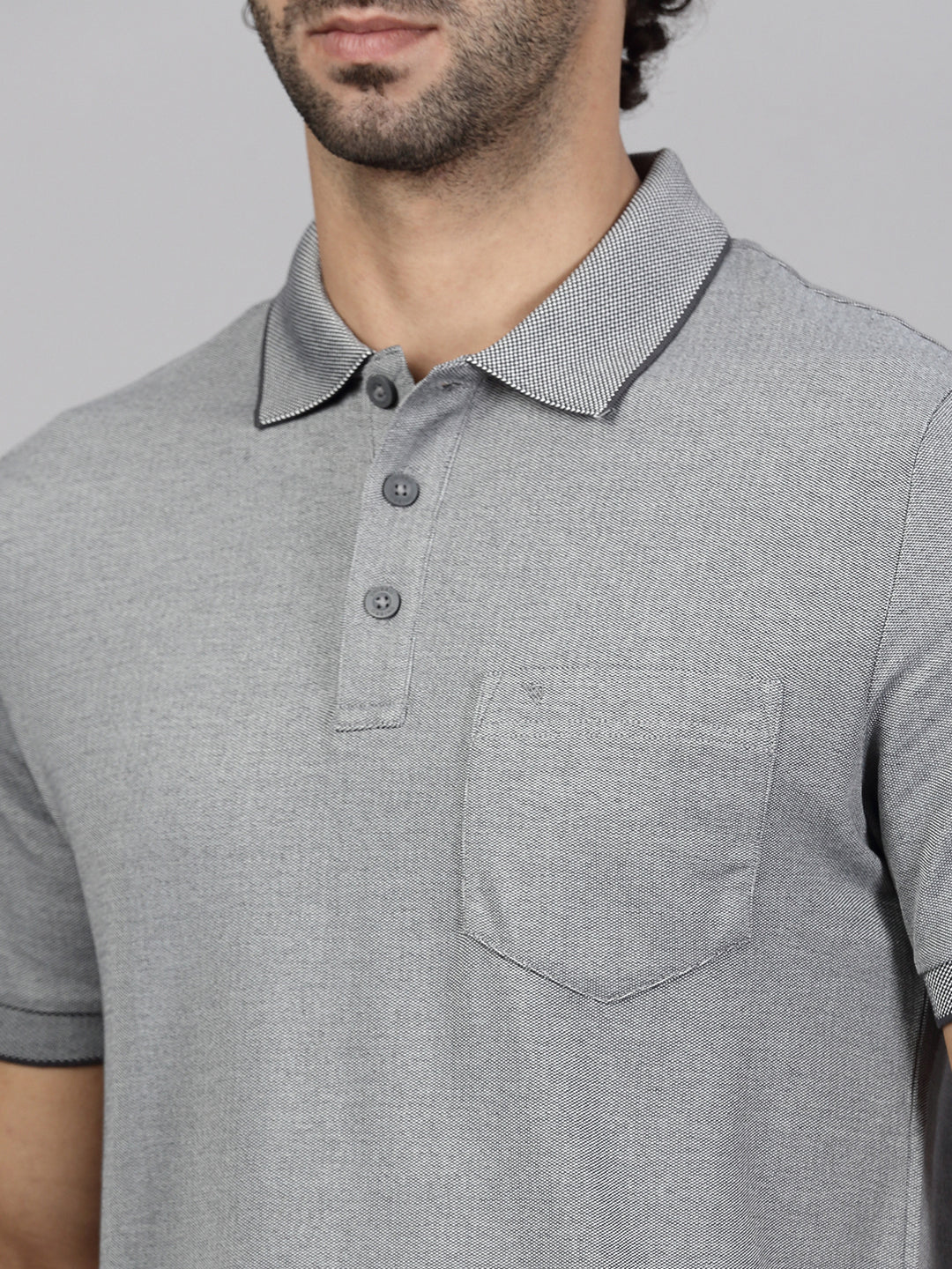 Mens Expert Polo Tshirt with Pocket Heather Grey EP36