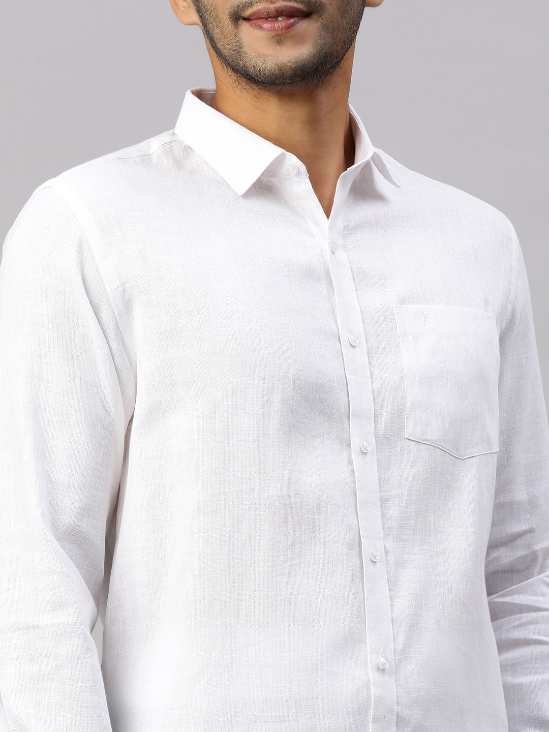 Men Pure Linen White Full Sleeves Shirt with Dhoti Combo 5445