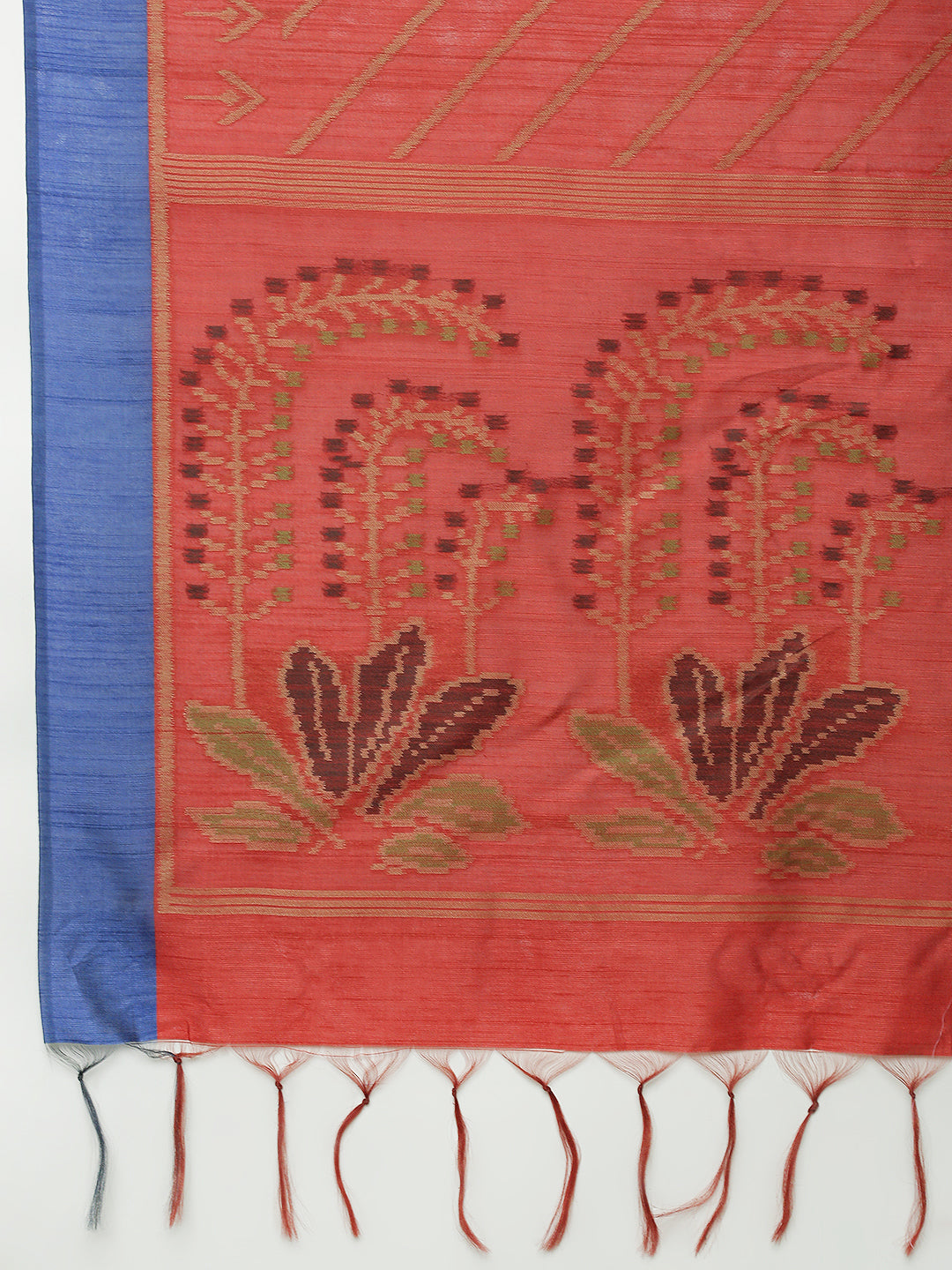 Women Semi Tussar Weaving Red Saree ST321