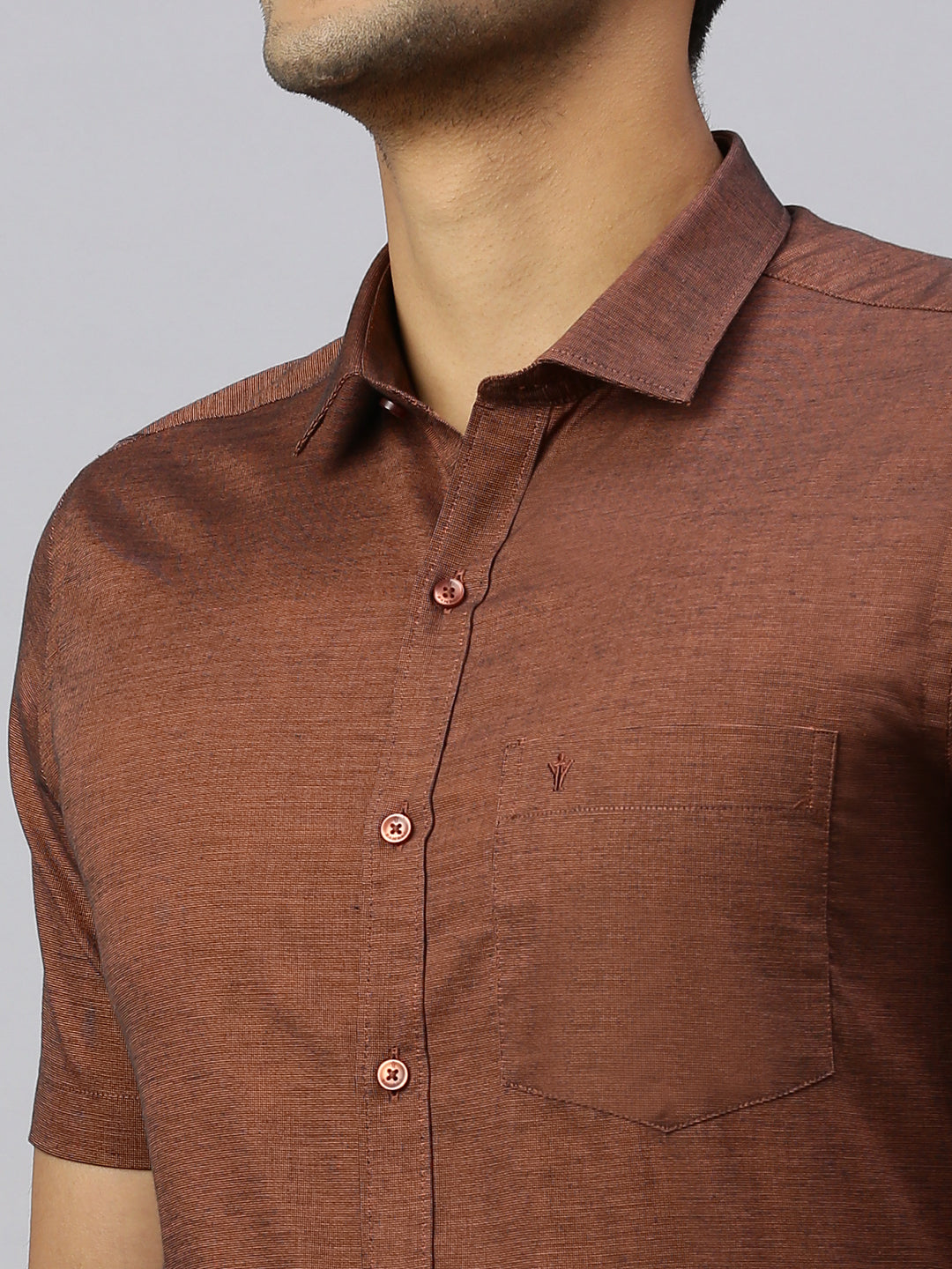 Mens Half Sleeve Smart Fit Louts Brown Classic Shirt