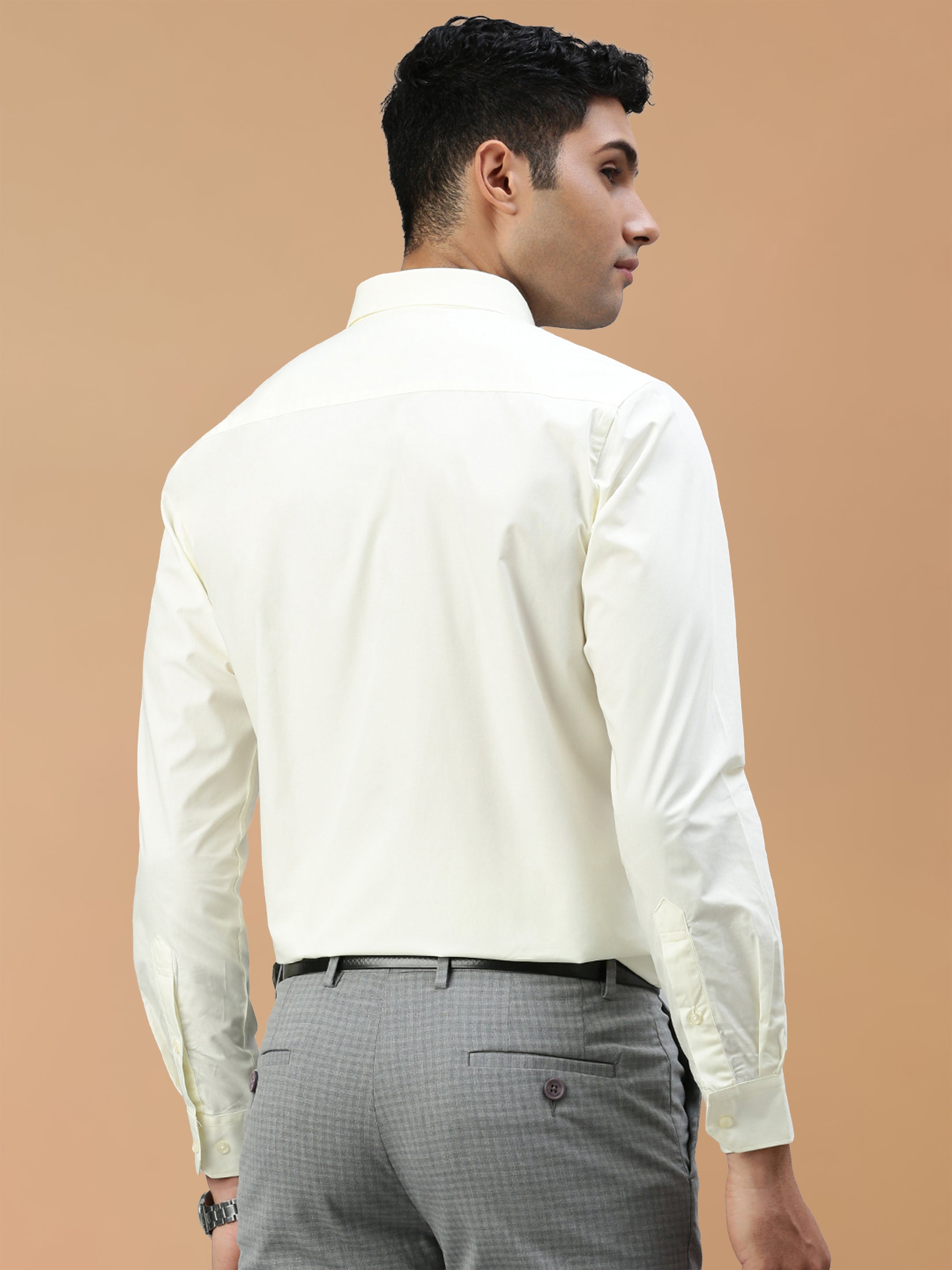 100% Cotton Cream Regular Fit Shirt Sammantham