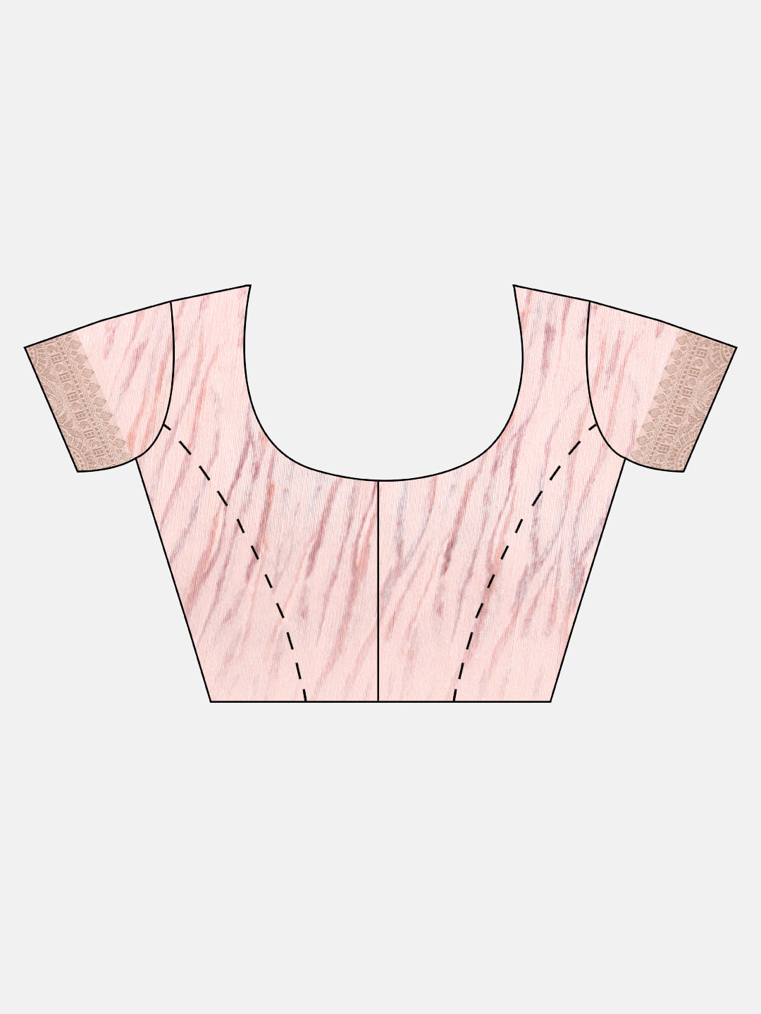 Semi Linen Leaf Print Light Pink & Brown Colour Semi Linen Saree SL70-Blouse view