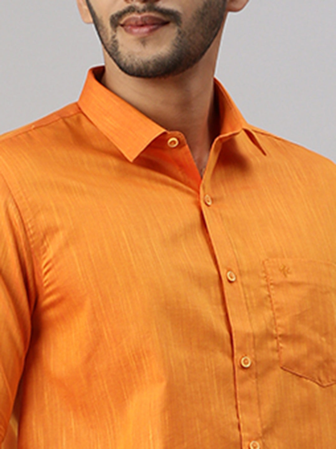Mens Orange Matching Border Dhoti & Full Sleeves Shirt Set Evolution IC1-Zoom view