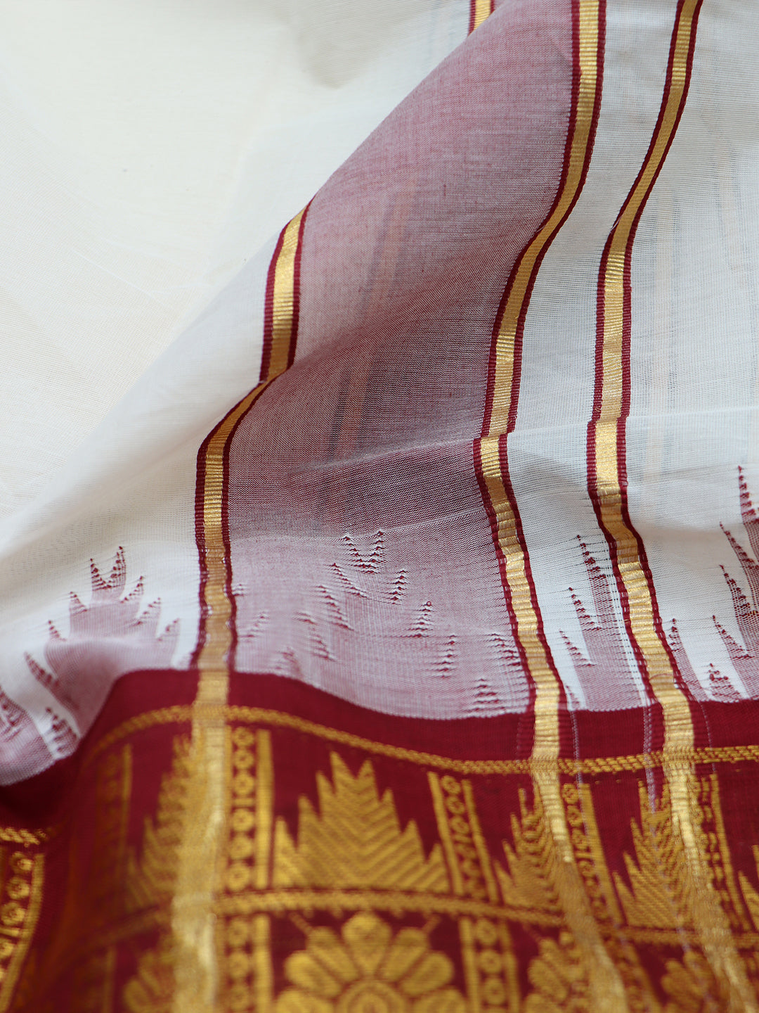 Men Kora Cotton Fancy Jari Border Panchakacham with Angavasthram (9+5) Seshachalam