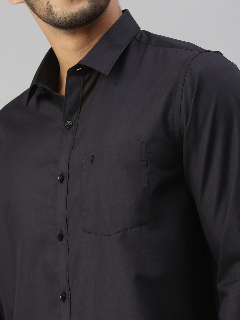 Mens Black Matching Border Dhoti & Full Sleeves Shirt Set Evolution IC10