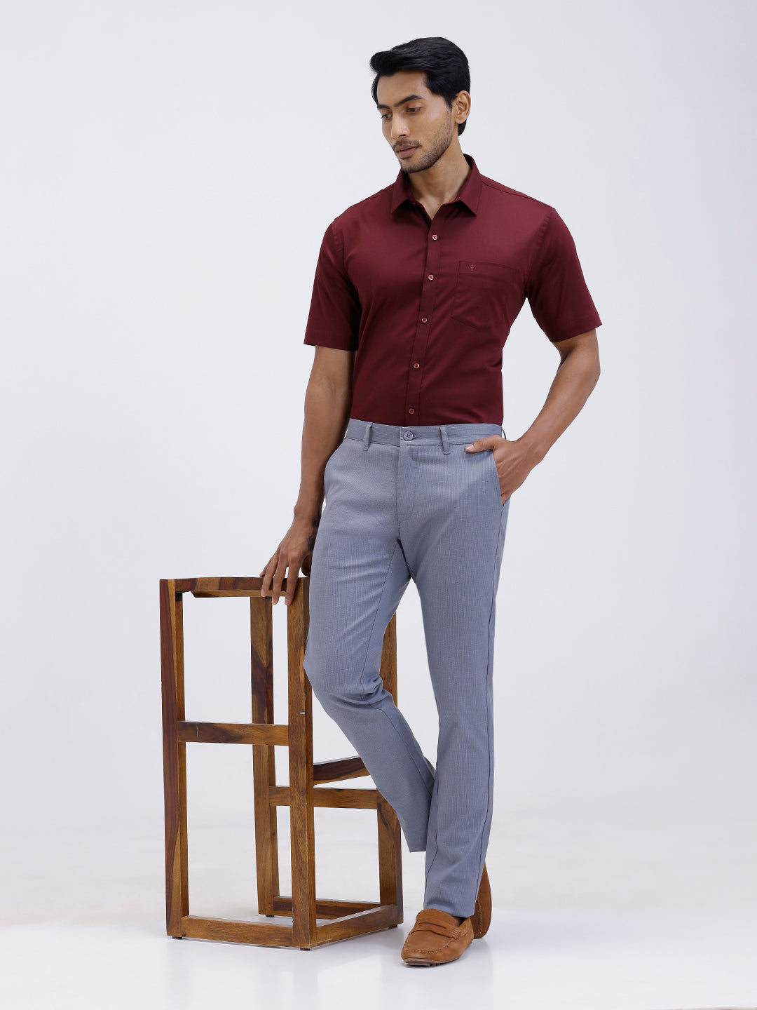 Men’s Smart Fit Cotton Lycra Stretch Pant Blue