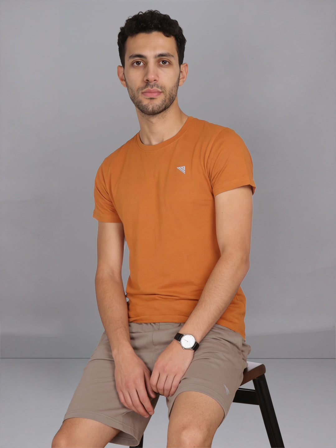 Men Mustard T-Shirt and Taupe Shorts Combo ES9