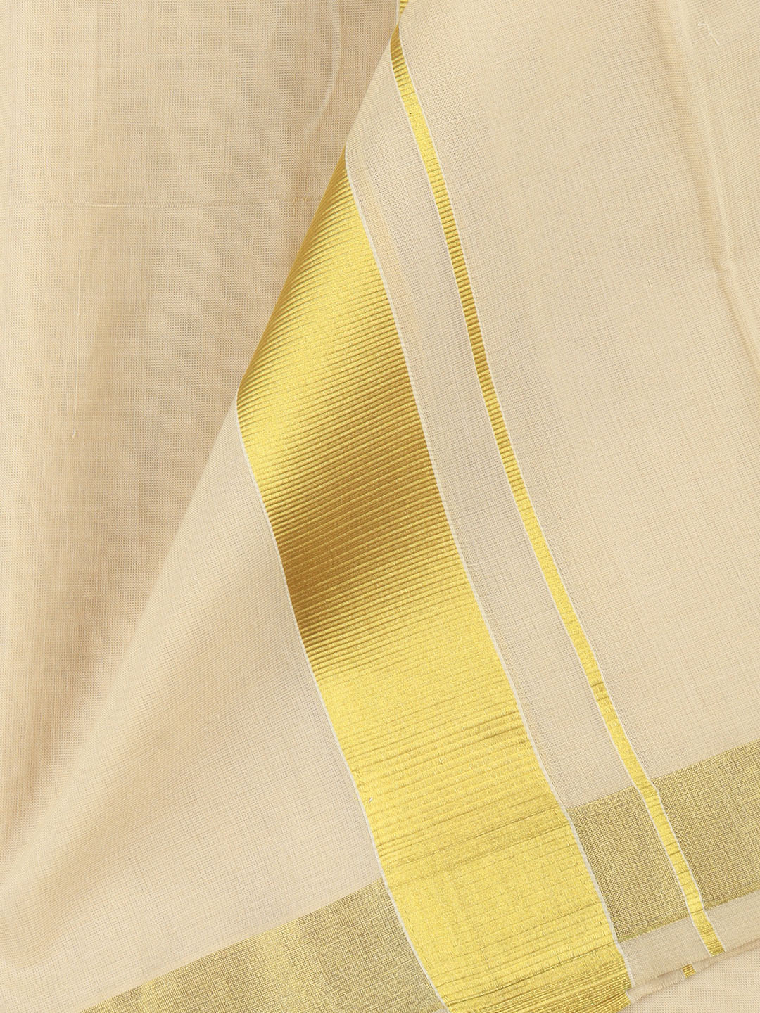 Men Premium Cotton Handloom Dhoti with Gold Jari Border HLM36