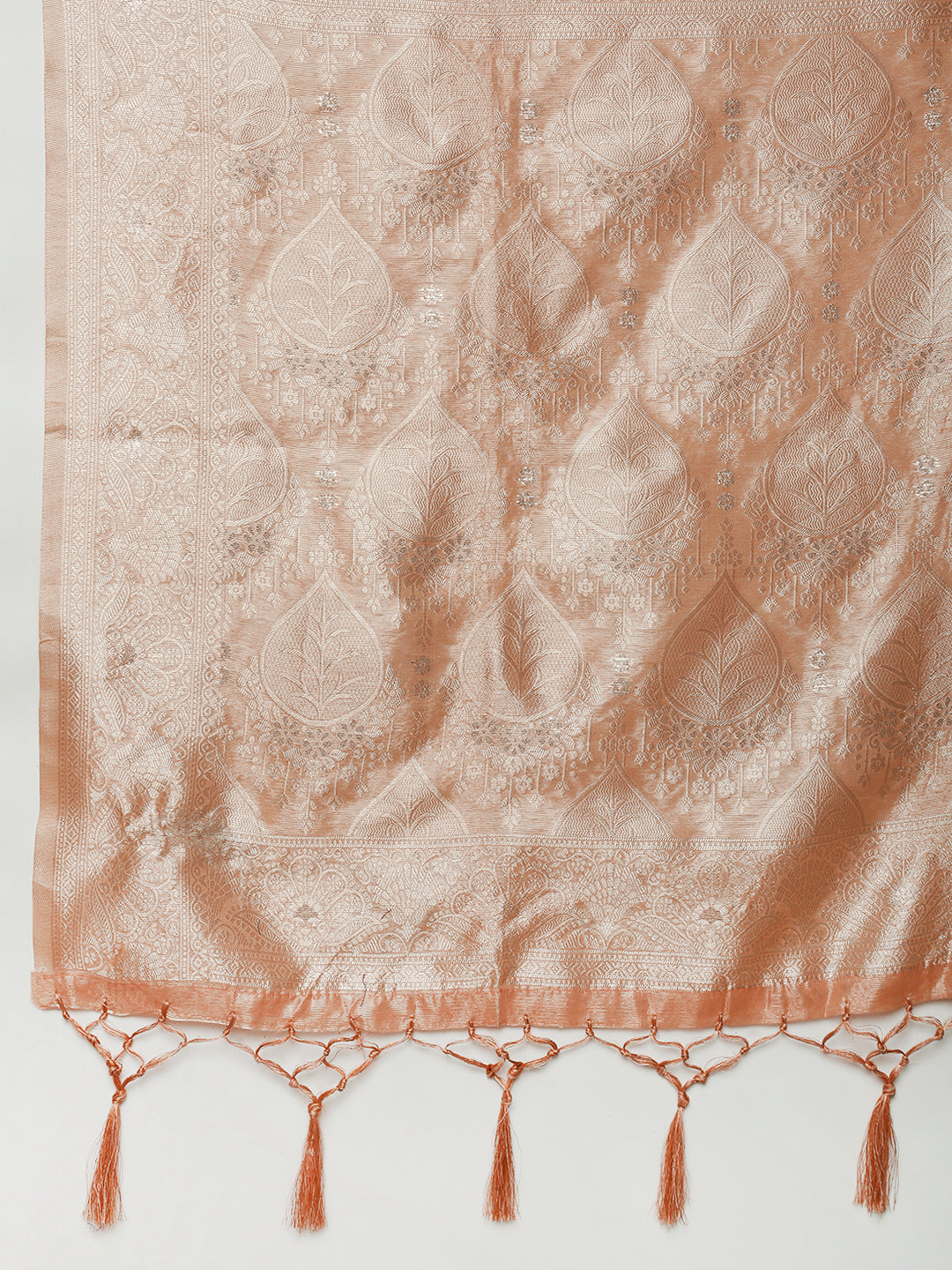 Women Peach Cotton Weaving Saree PCS257