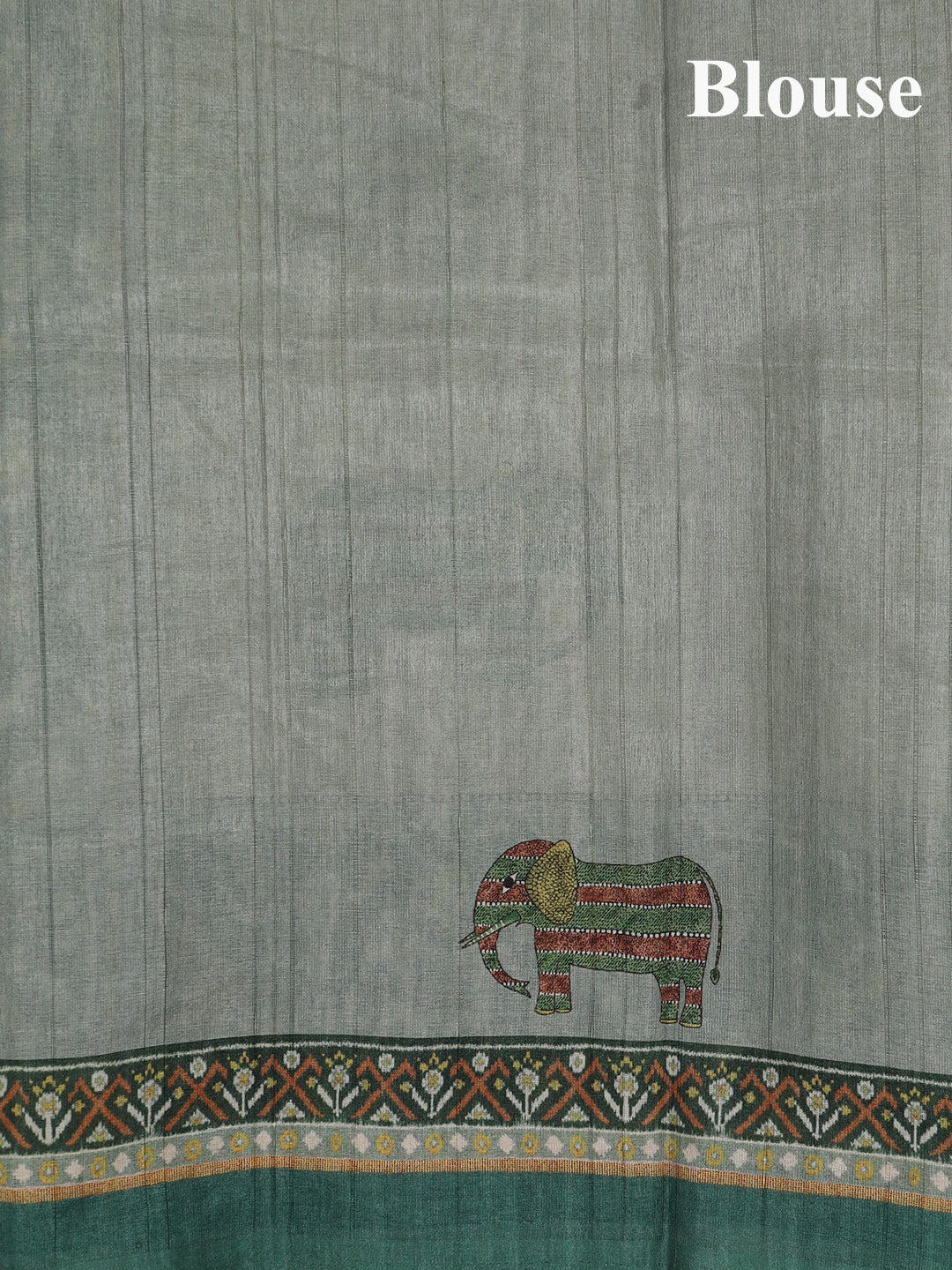 Women Brown with Green Semi Tussar Printed Saree ST309