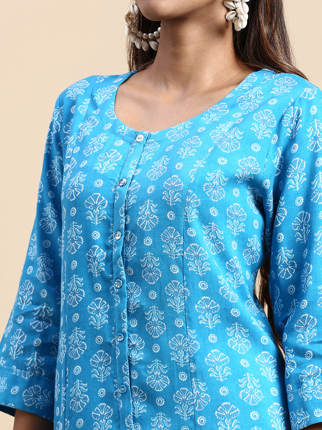 Flower print kurti 2025 neck design