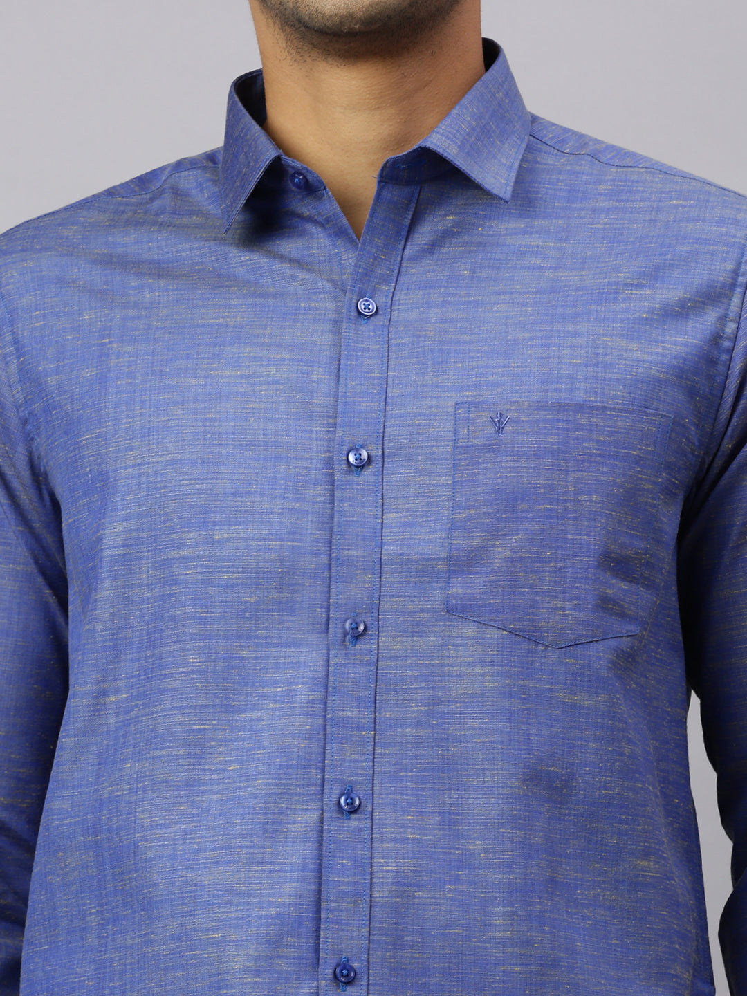Mens Evolution Blue Matching Border Dhoti & Full Sleeves Shirt Set