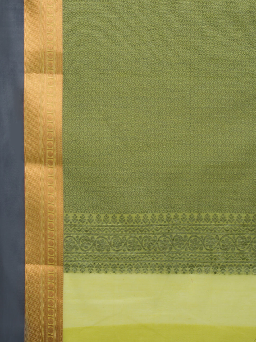 Women Peridot Green Kora Cotton Saree SK133