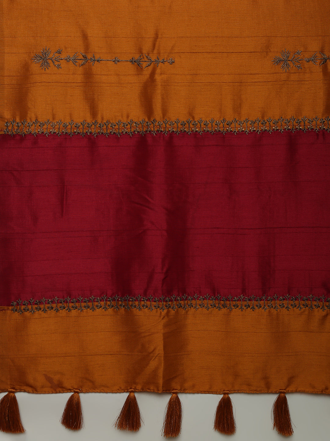 Women Orange Semi Tussar Embroidered Saree ST316