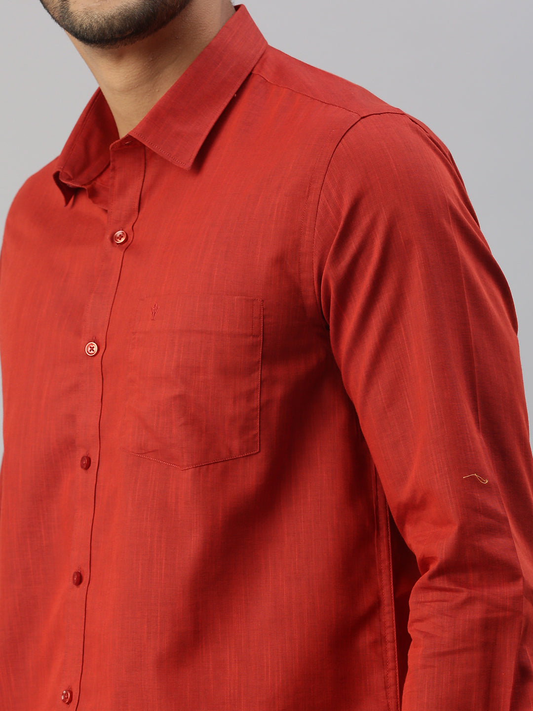 Mens Red Matching Border Dhoti & Full Sleeves Shirt Set Evolution IC5-Zoom view