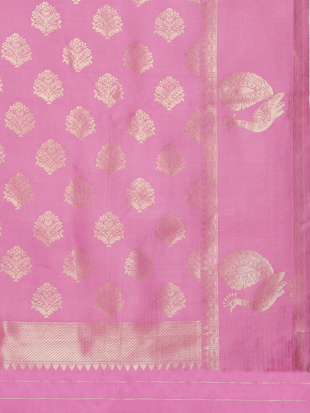 Women Green with Pink Border Soft Silk Saree SS391