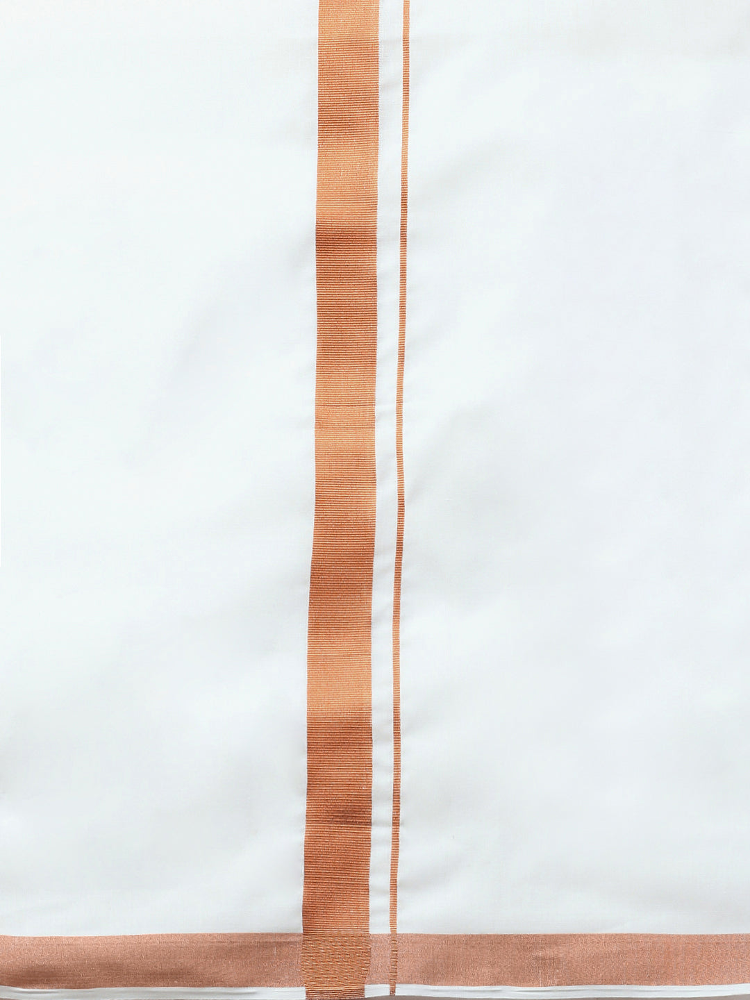 Men White 1 1/2'' Copper Jari Border Double Layer Dhoti Ribhu