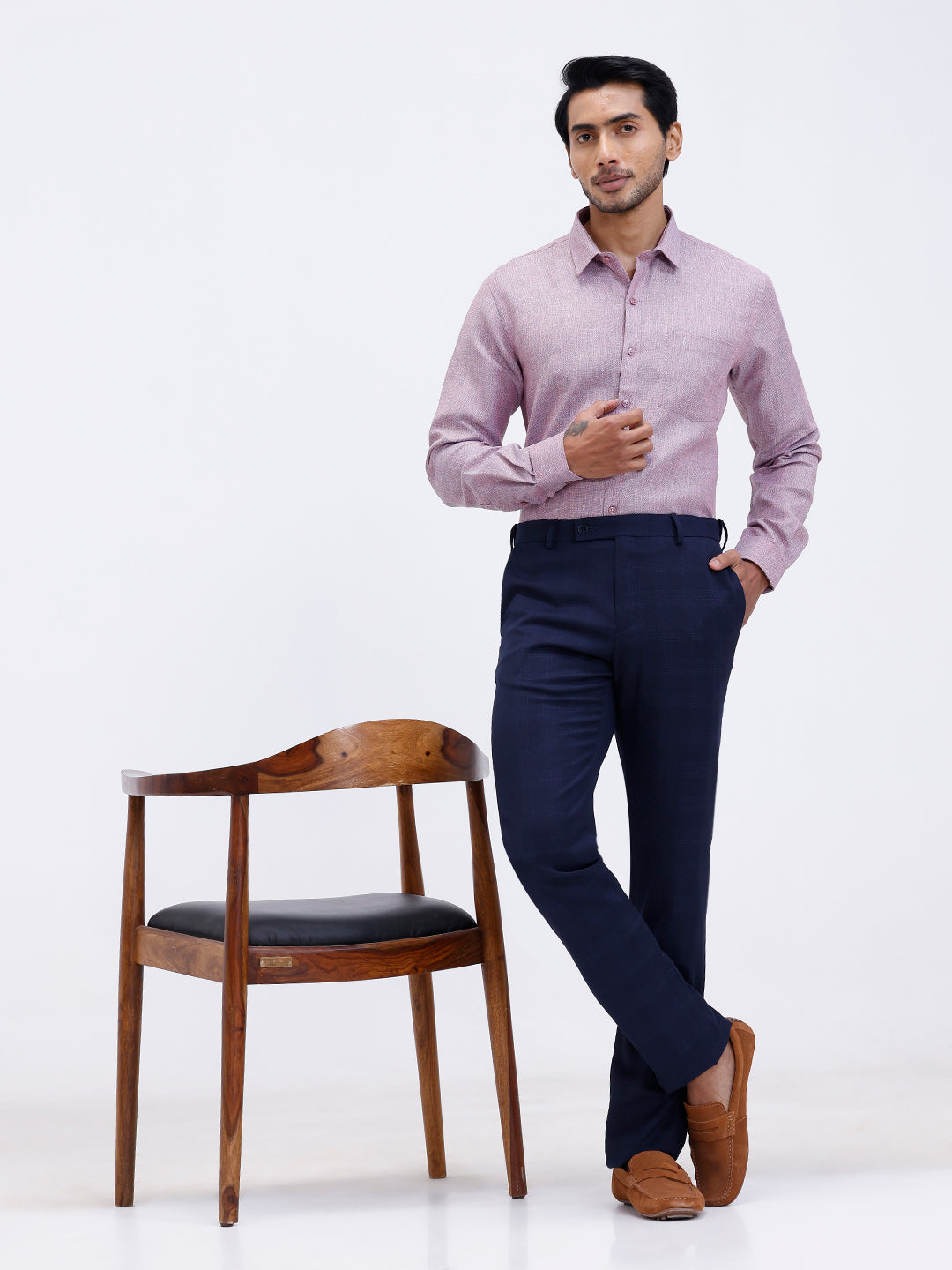 Men Cotton Rich Shirt Purple Green Trendy 12 YL6