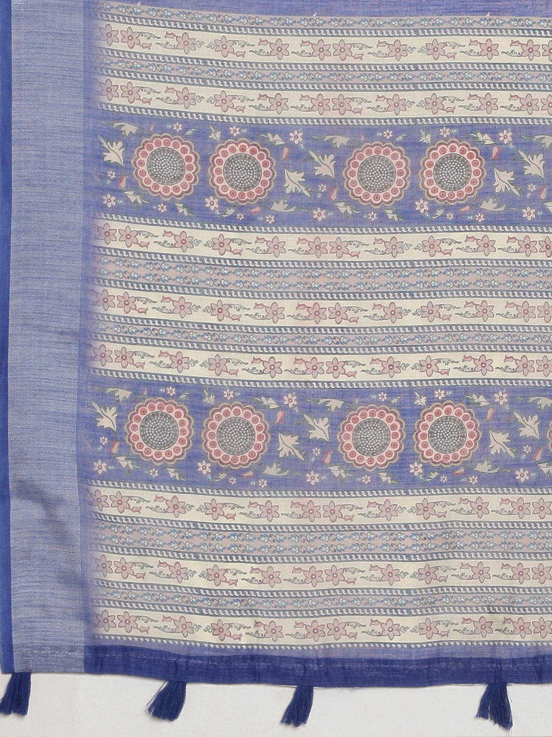 Women Dark Blue Semi Linen Saree SL233