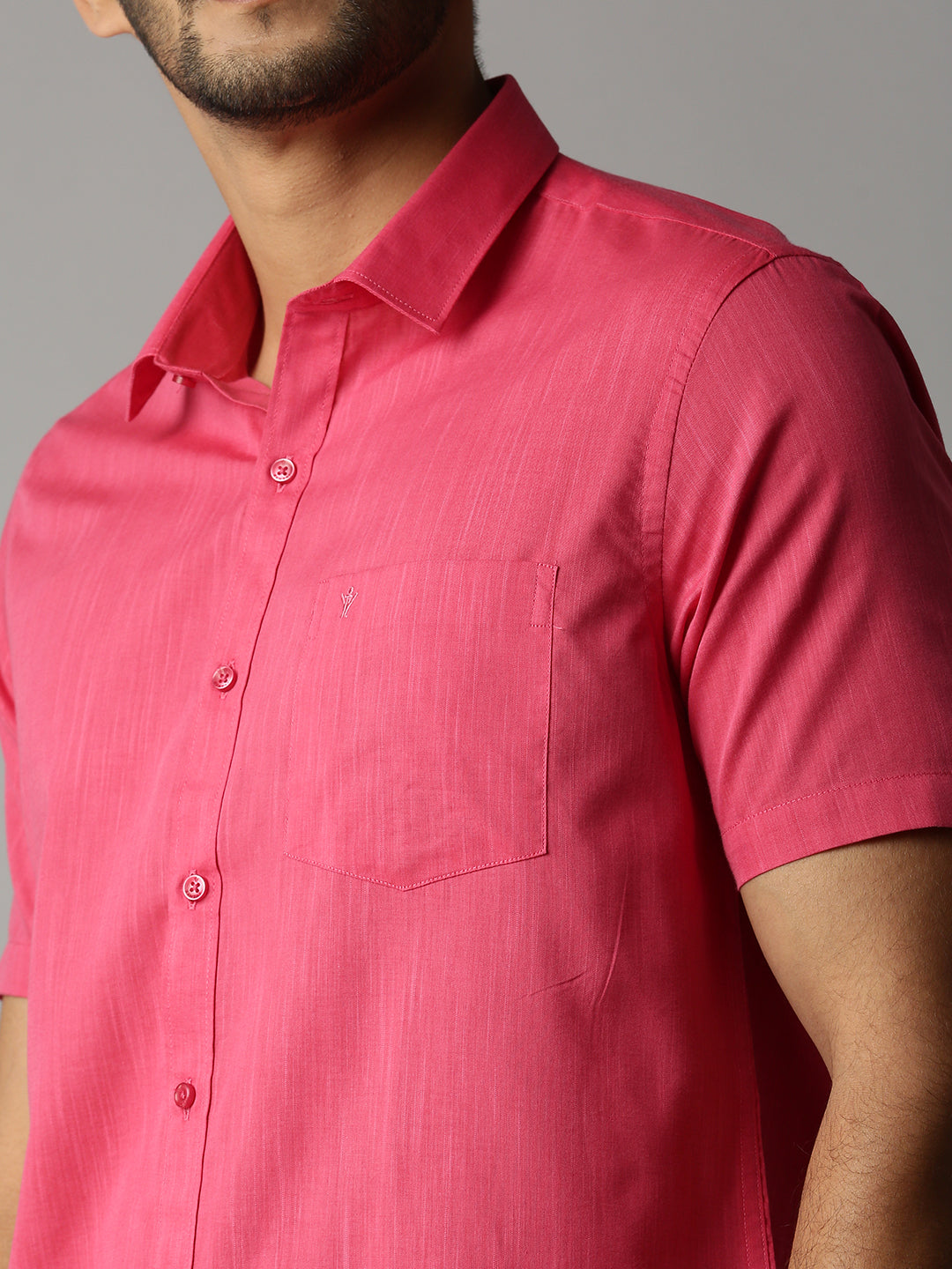 Mens Pink Matching Border Dhoti & Half Sleeves Shirt Set Evolution IC2-Zoom view