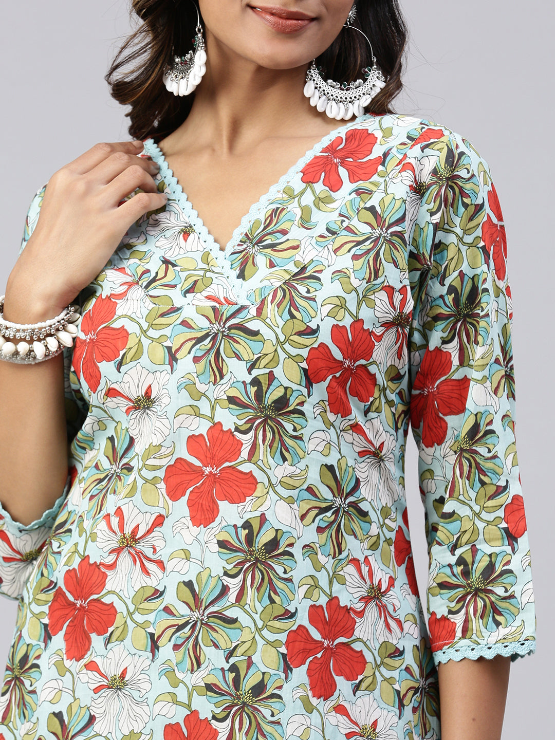 Women Cotton Printed Kurti Sets Multicolour EKS24