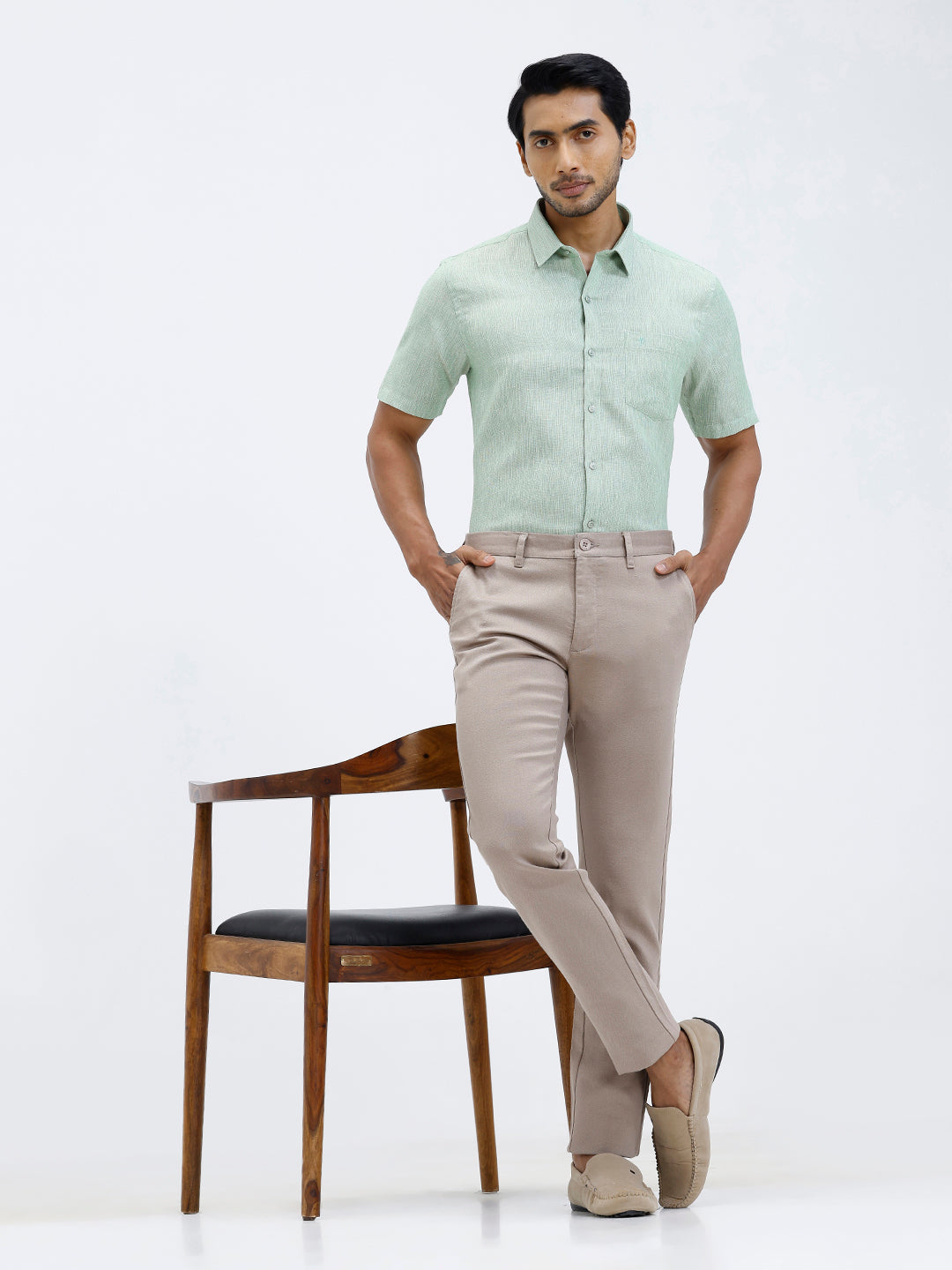 Men Cotton Rich Shirt Green Trendy 12 YL1