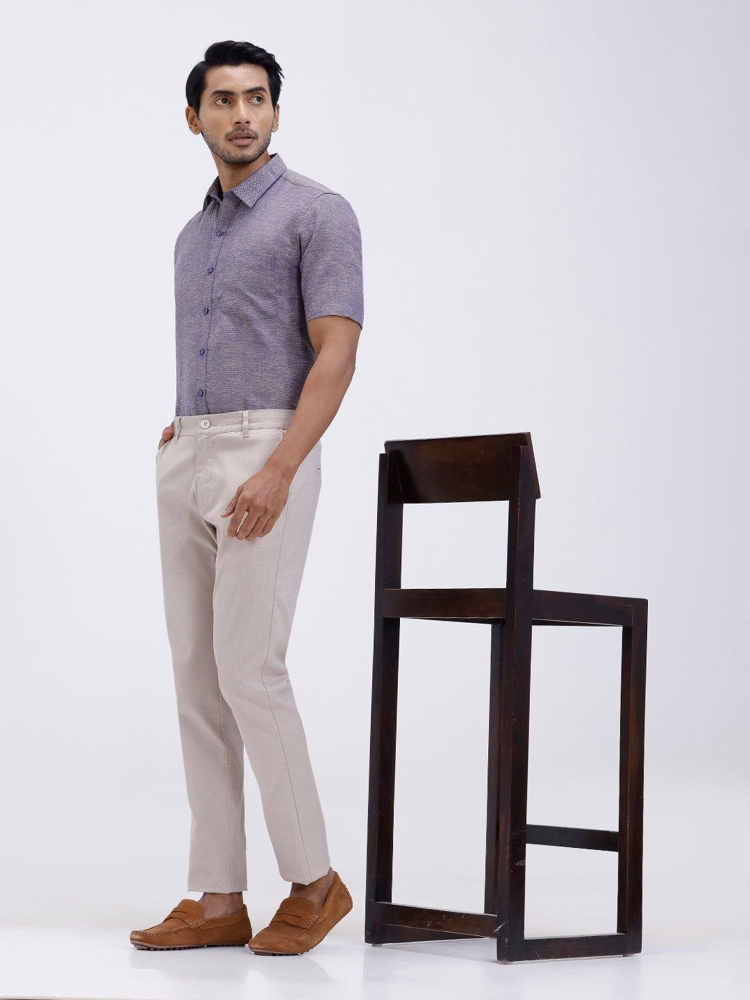 Men Cotton Rich Shirt Dark Blue Trendy 12 YL3